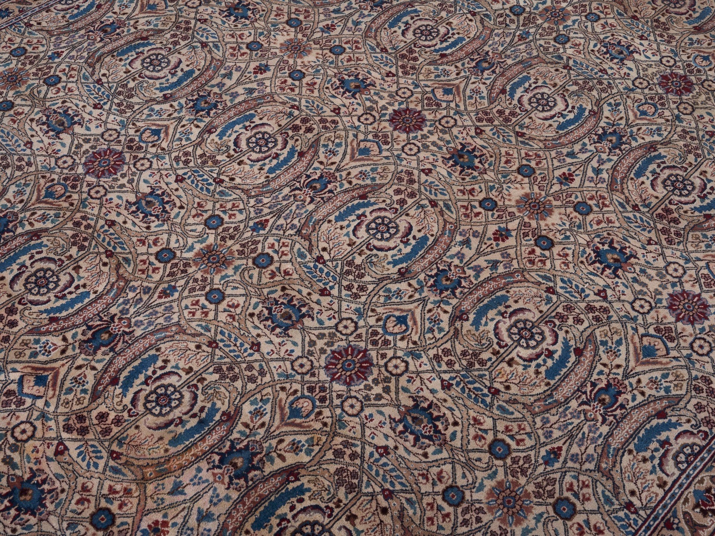 Persian Birjand oversized rug in taupe and rust, view 12 of 15