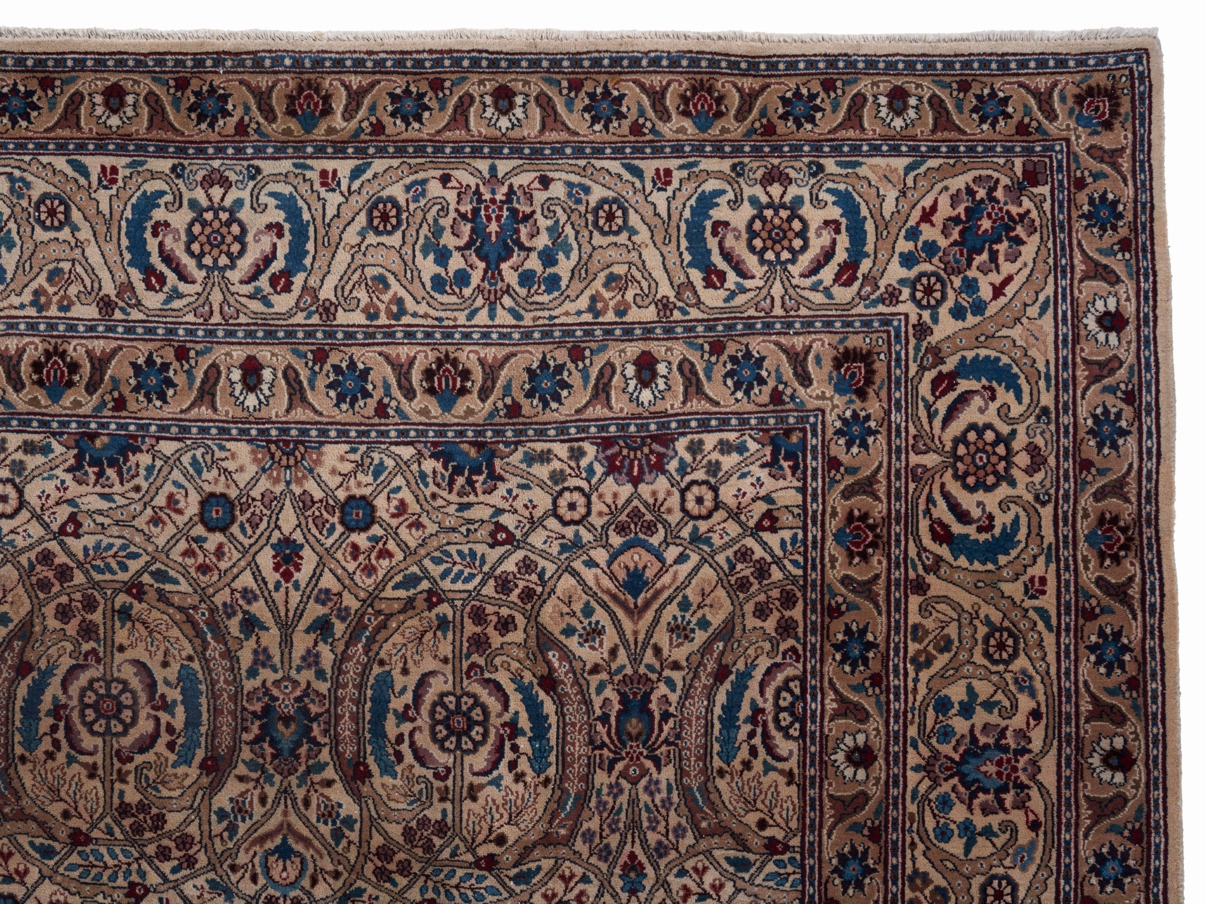 Persian Birjand oversized rug in taupe and rust, view 13 of 15