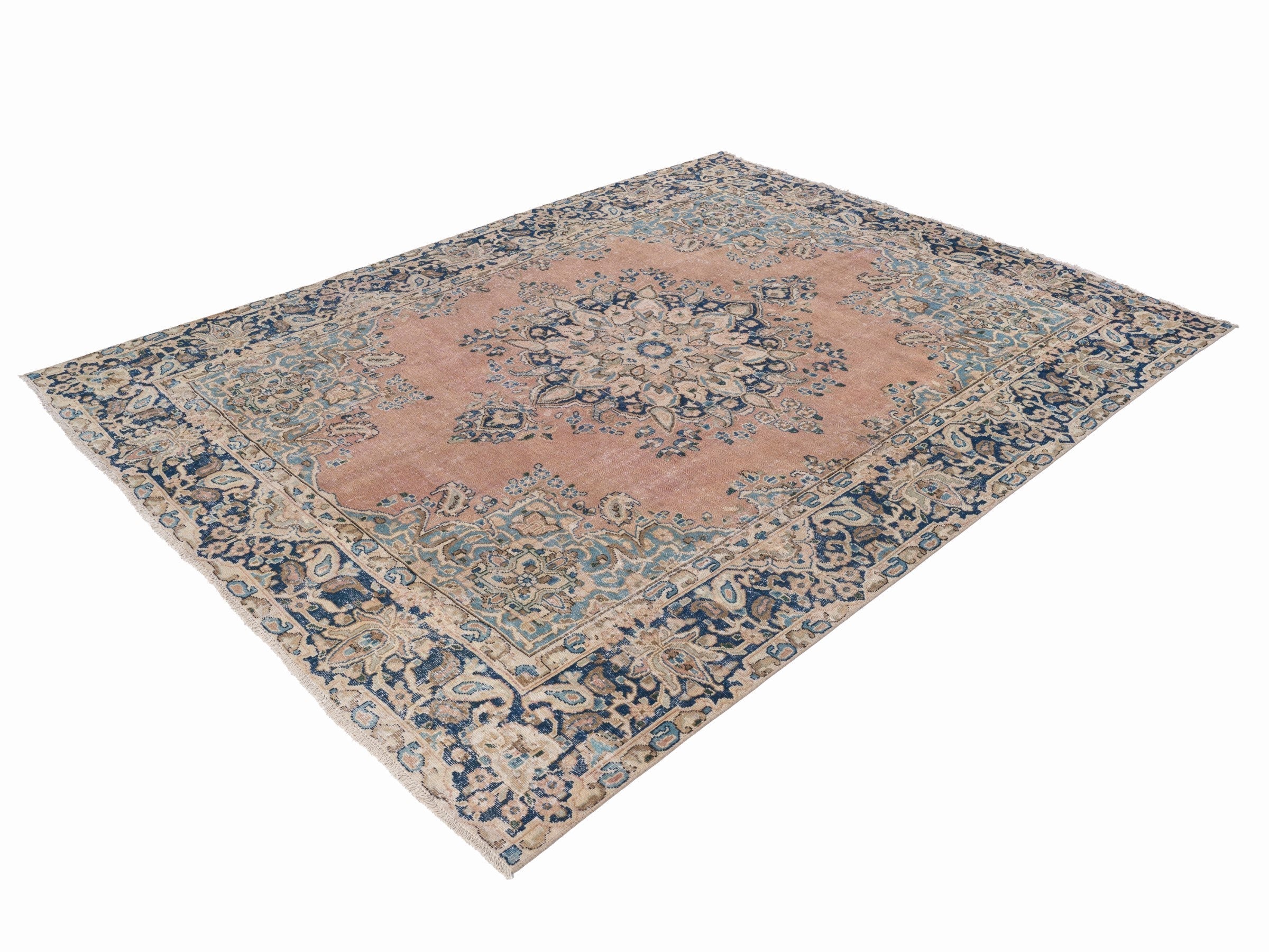 Persian Kerman oversized rug in terracotta and navy, view 3 of 15