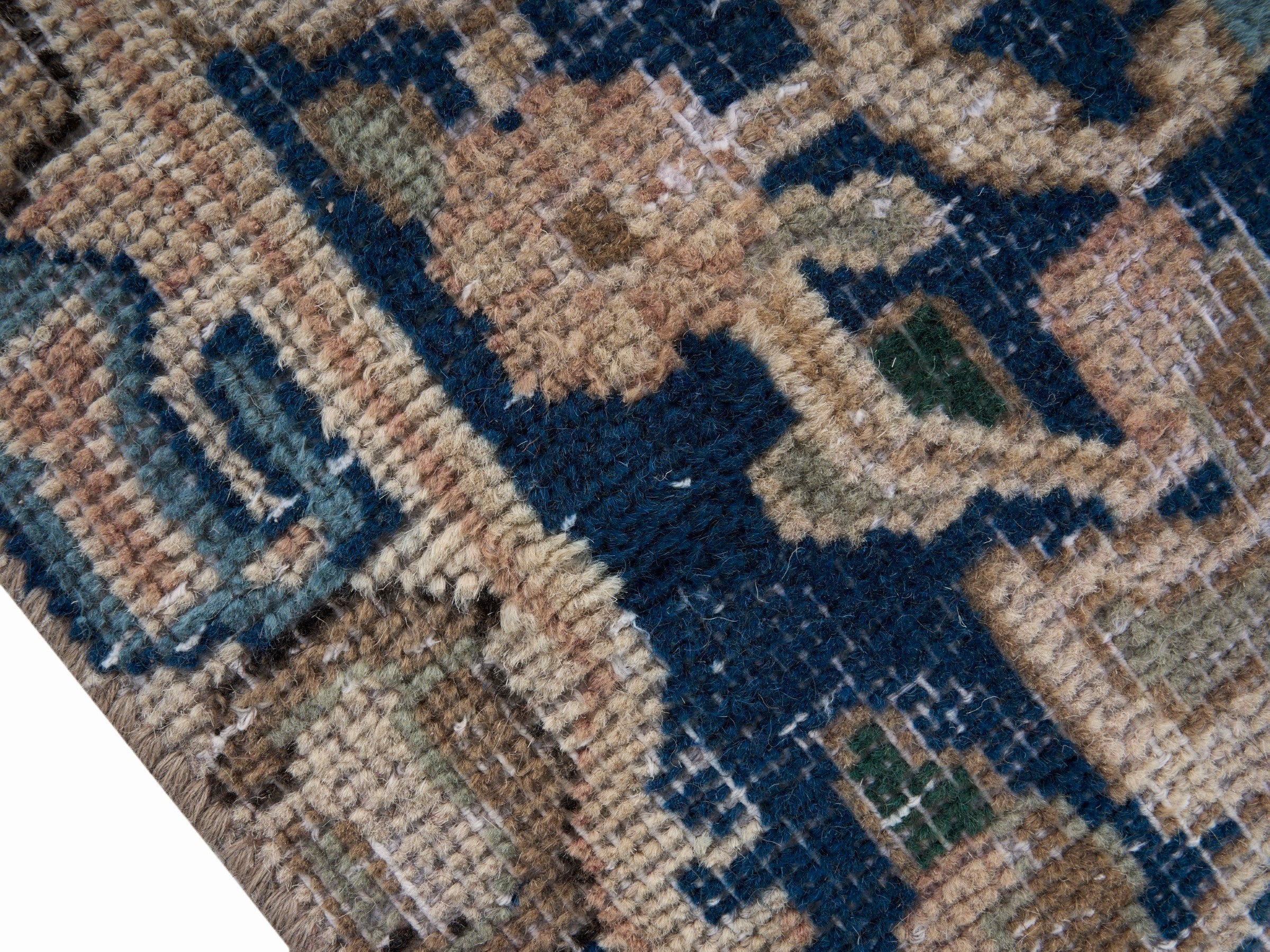 Persian Kerman oversized rug in terracotta and navy, view 6 of 15