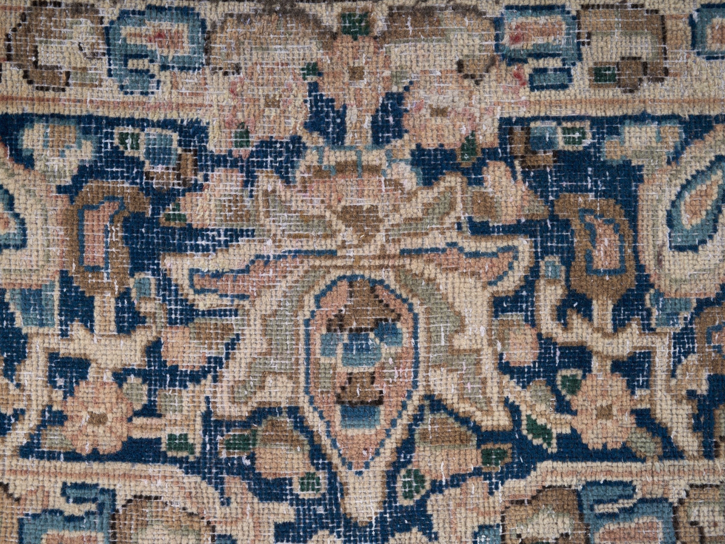 Persian Kerman oversized rug in terracotta and navy, view 7 of 15