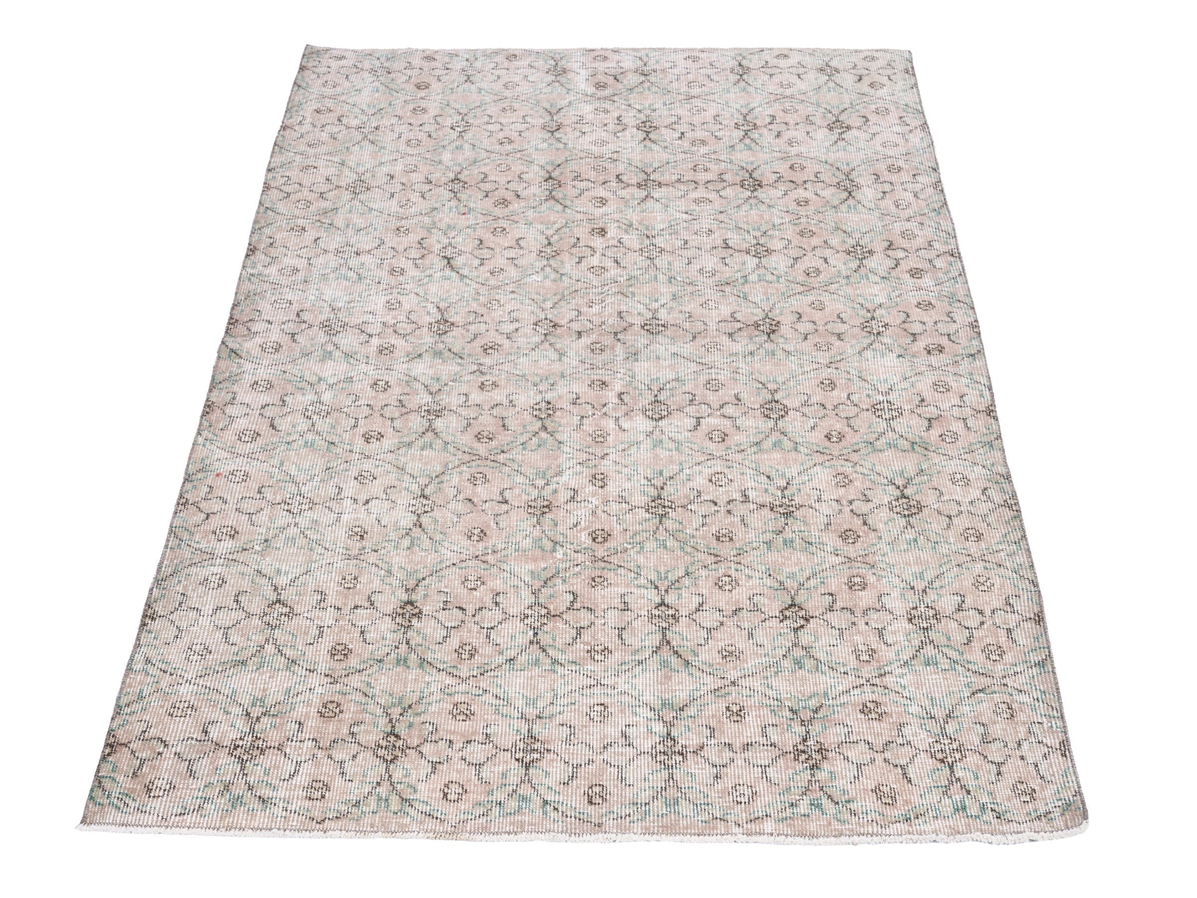 Turkish Isparta area rug in cream and dusty rose, view 2 of 10