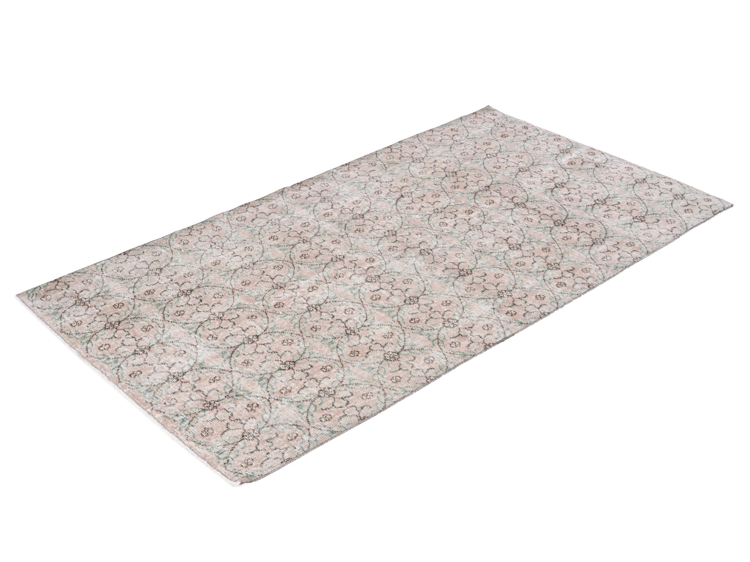 Turkish Isparta area rug in cream and dusty rose, view 3 of 10