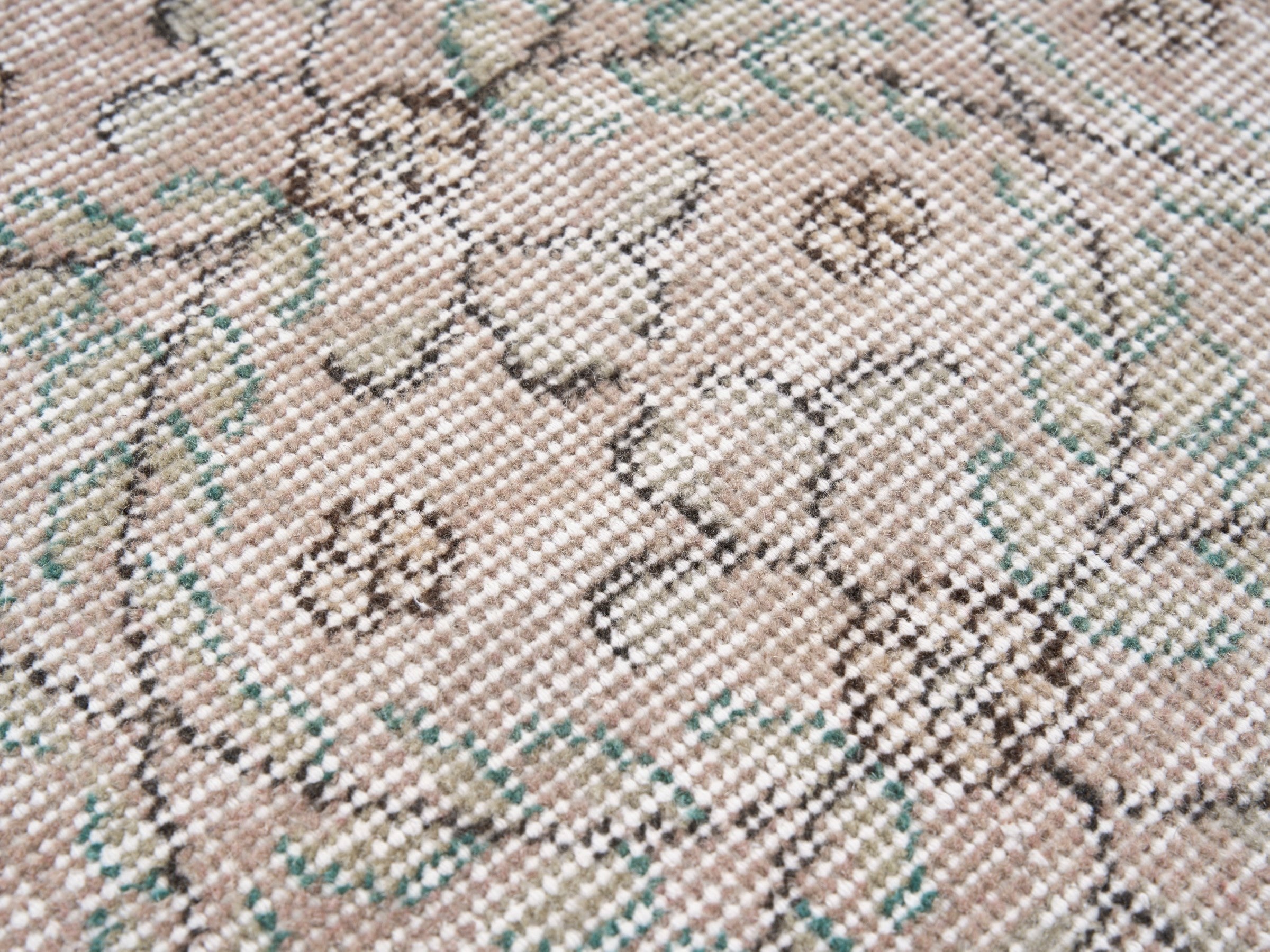 Turkish Isparta area rug in cream and dusty rose, view 7 of 10