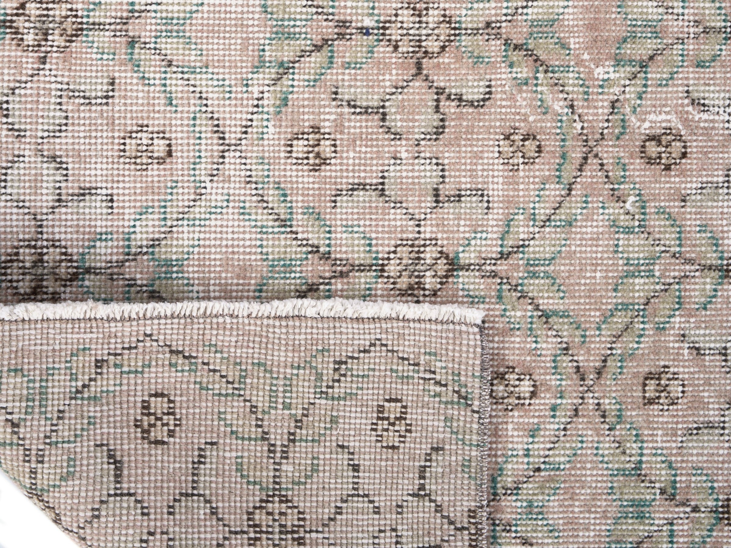 Turkish Isparta area rug in cream and dusty rose, view 10 of 10