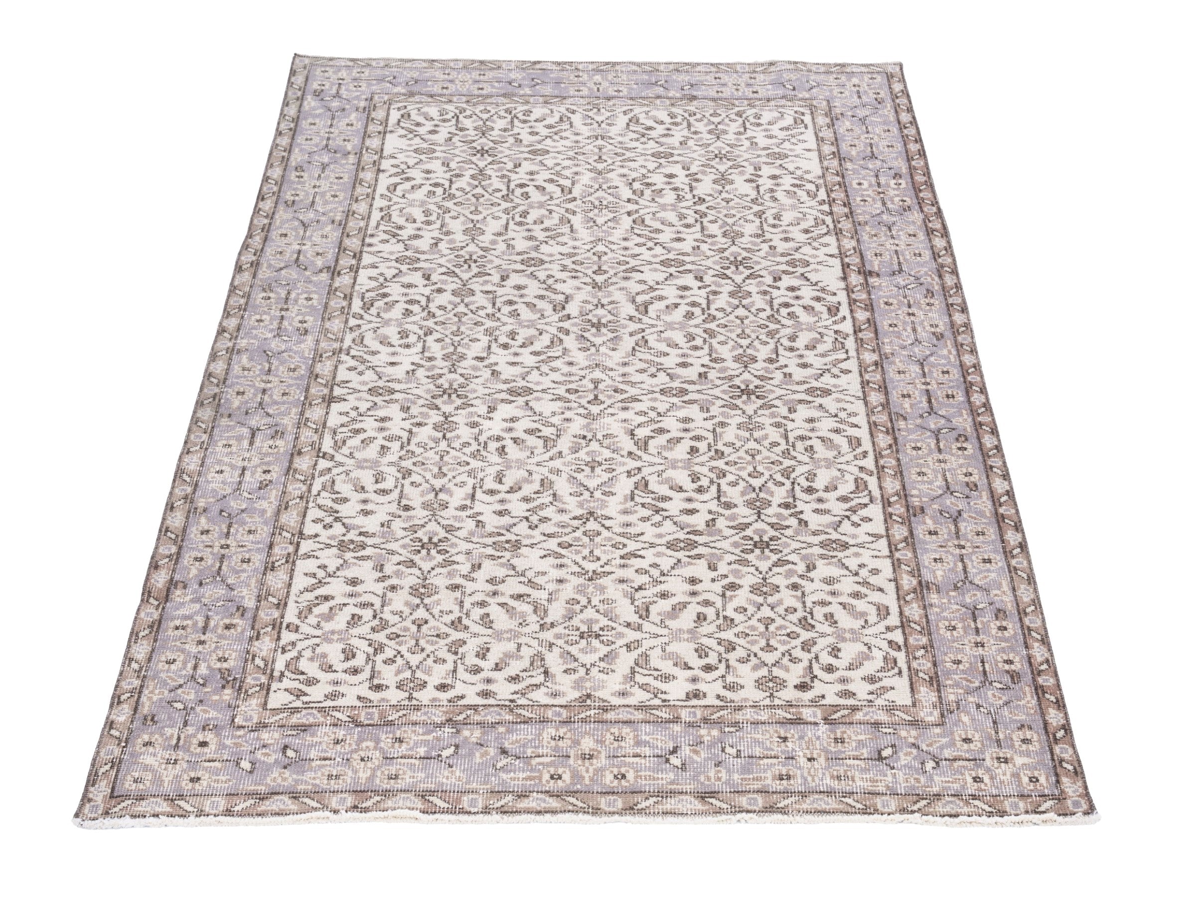 Turkish Isparta area rug in cream and dusty rose, view 2 of 10