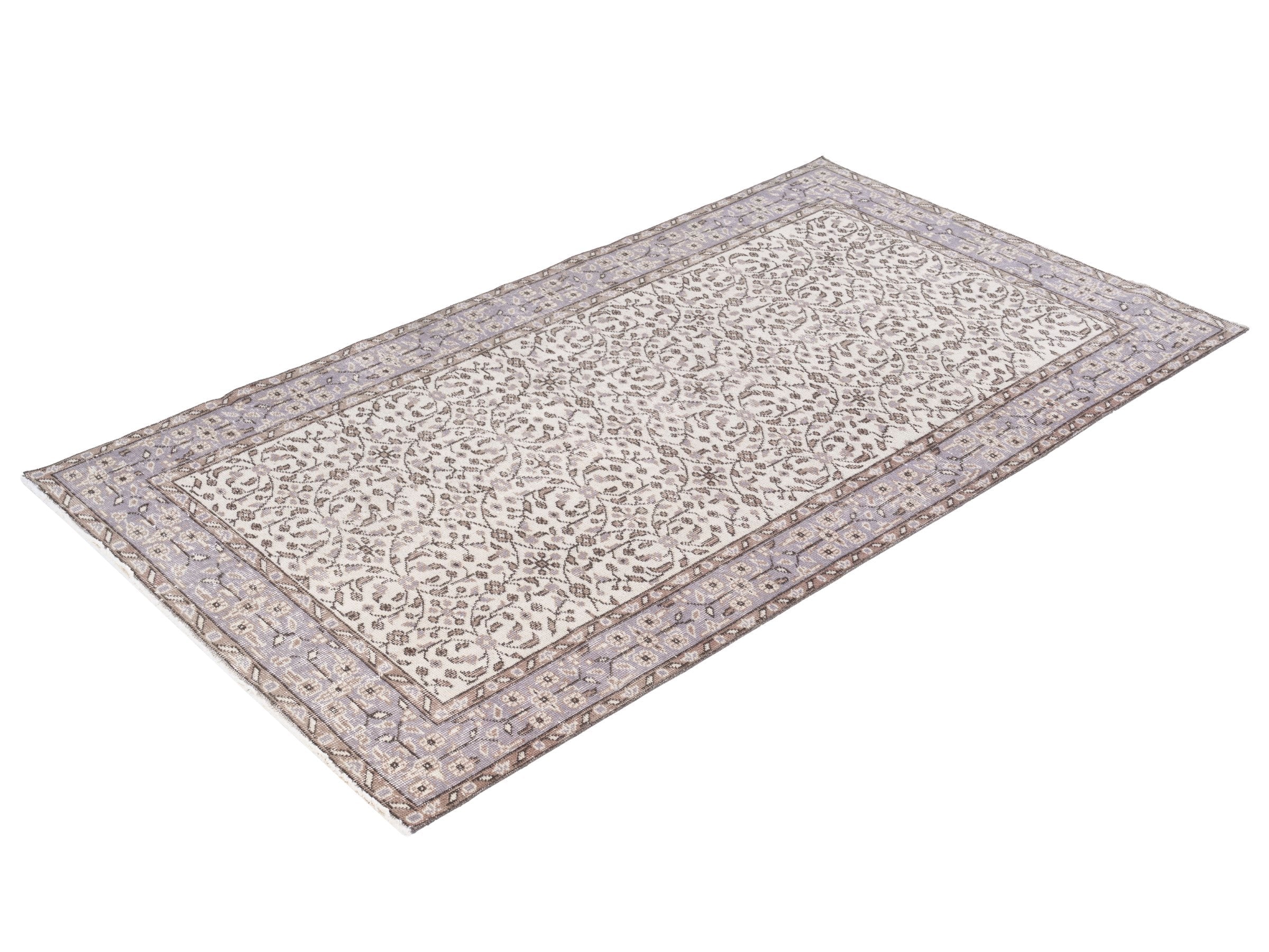 Turkish Isparta area rug in cream and dusty rose, view 3 of 10