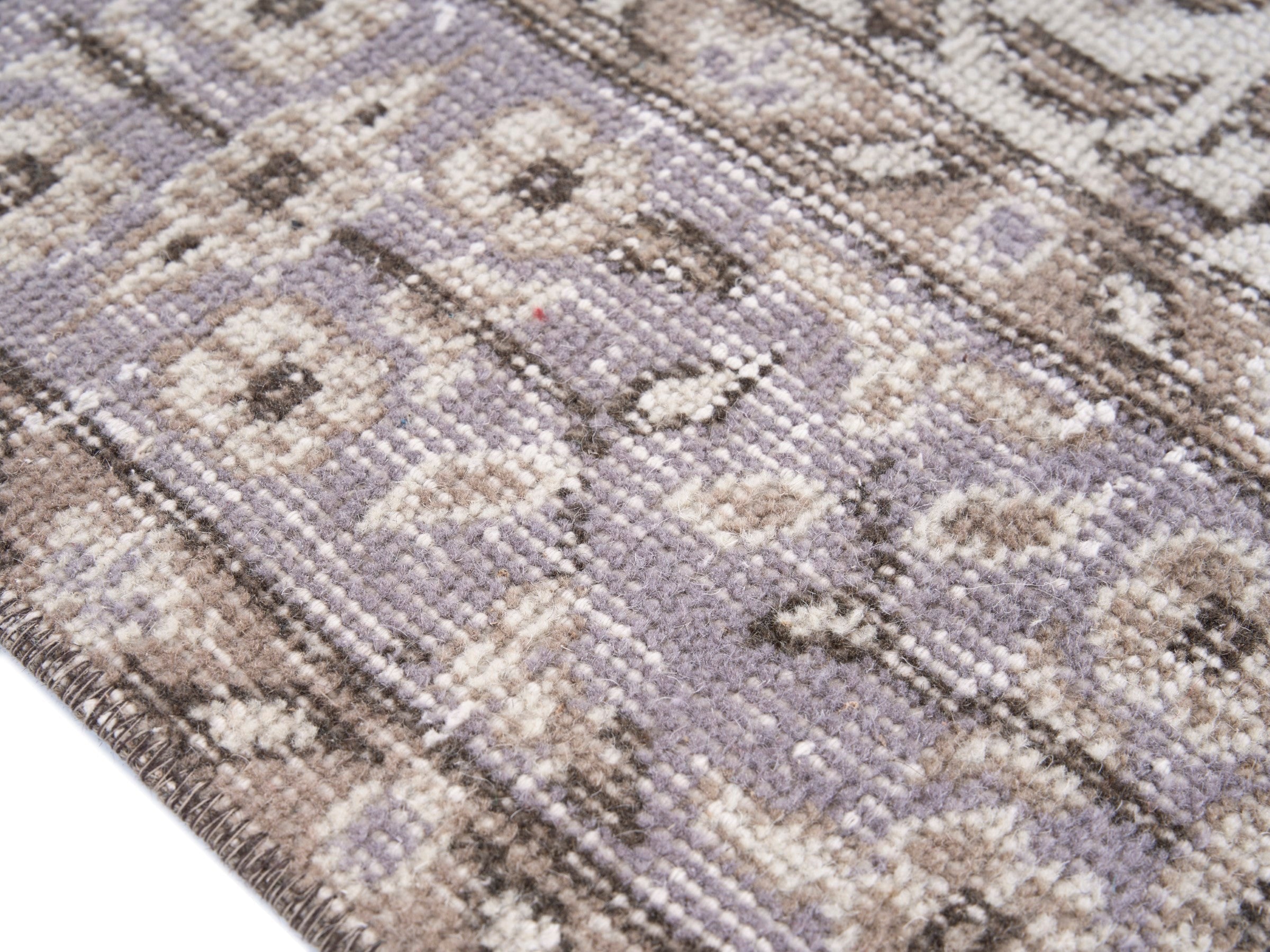Turkish Isparta area rug in cream and dusty rose, view 6 of 10