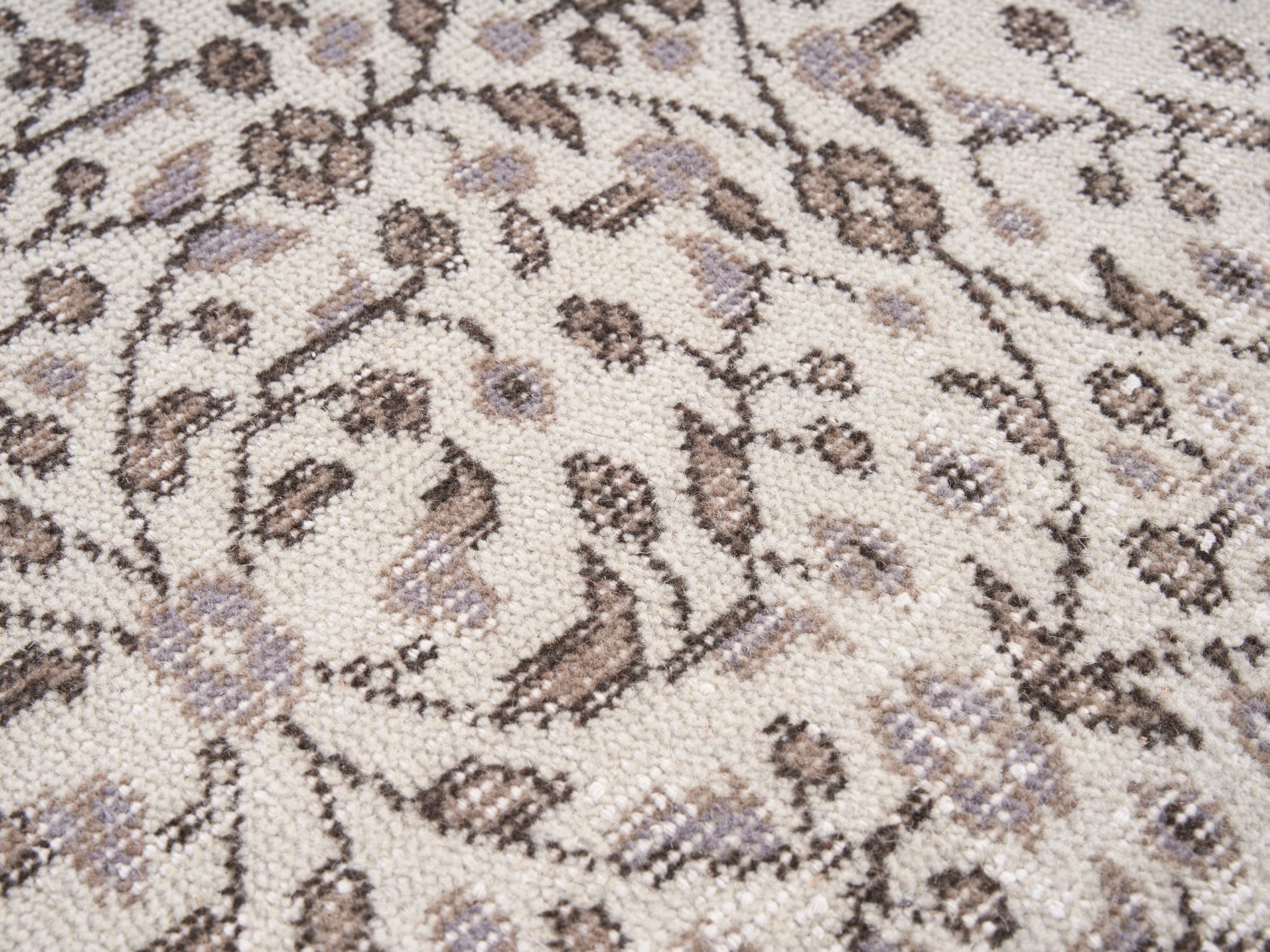 Turkish Isparta area rug in cream and dusty rose, view 7 of 10