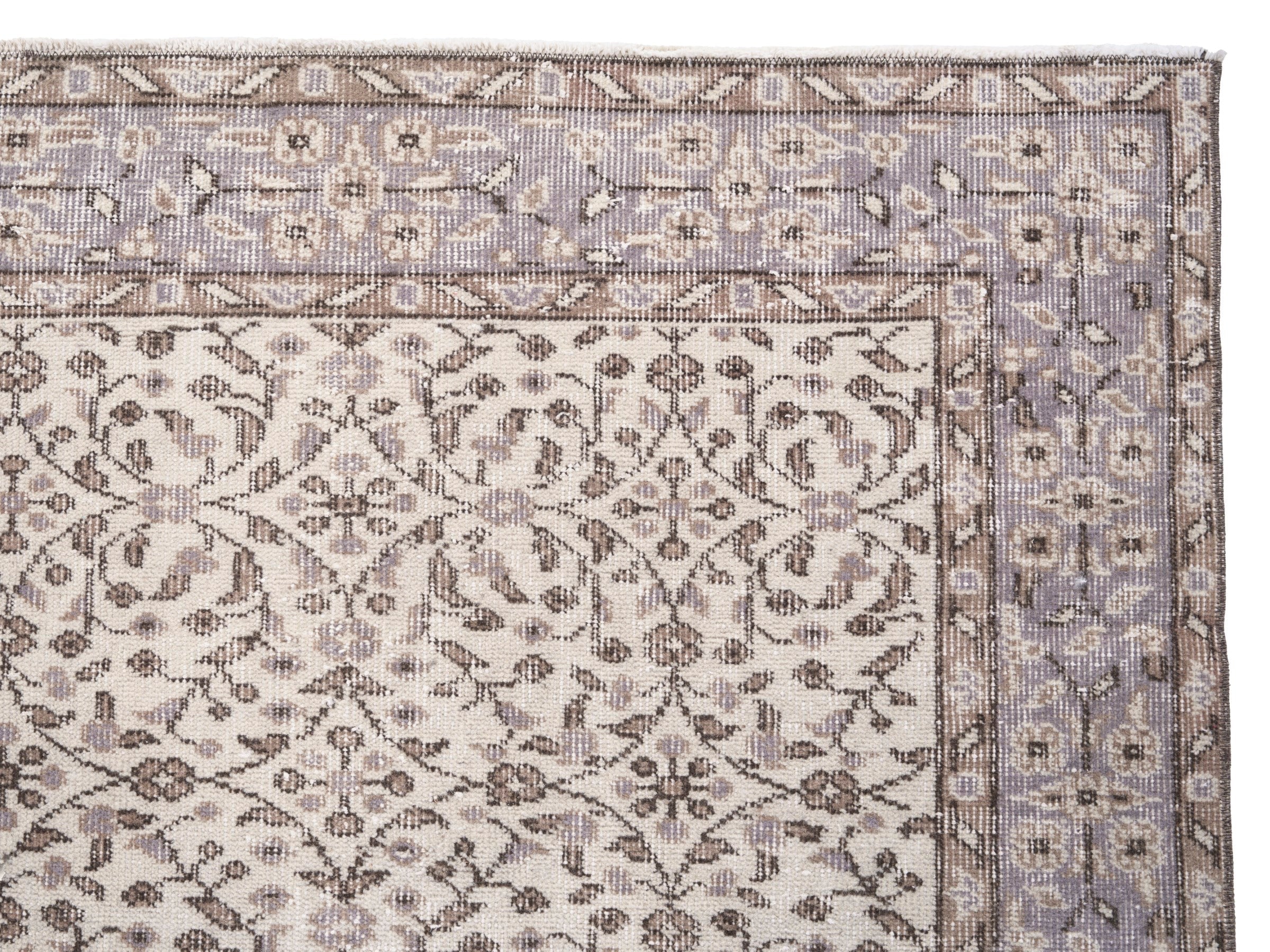 Turkish Isparta area rug in cream and dusty rose, view 8 of 10