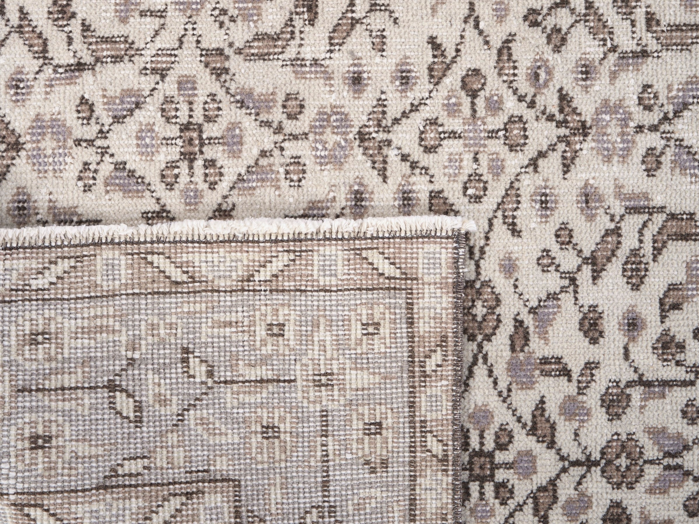 Turkish Isparta area rug in cream and dusty rose, view 10 of 10