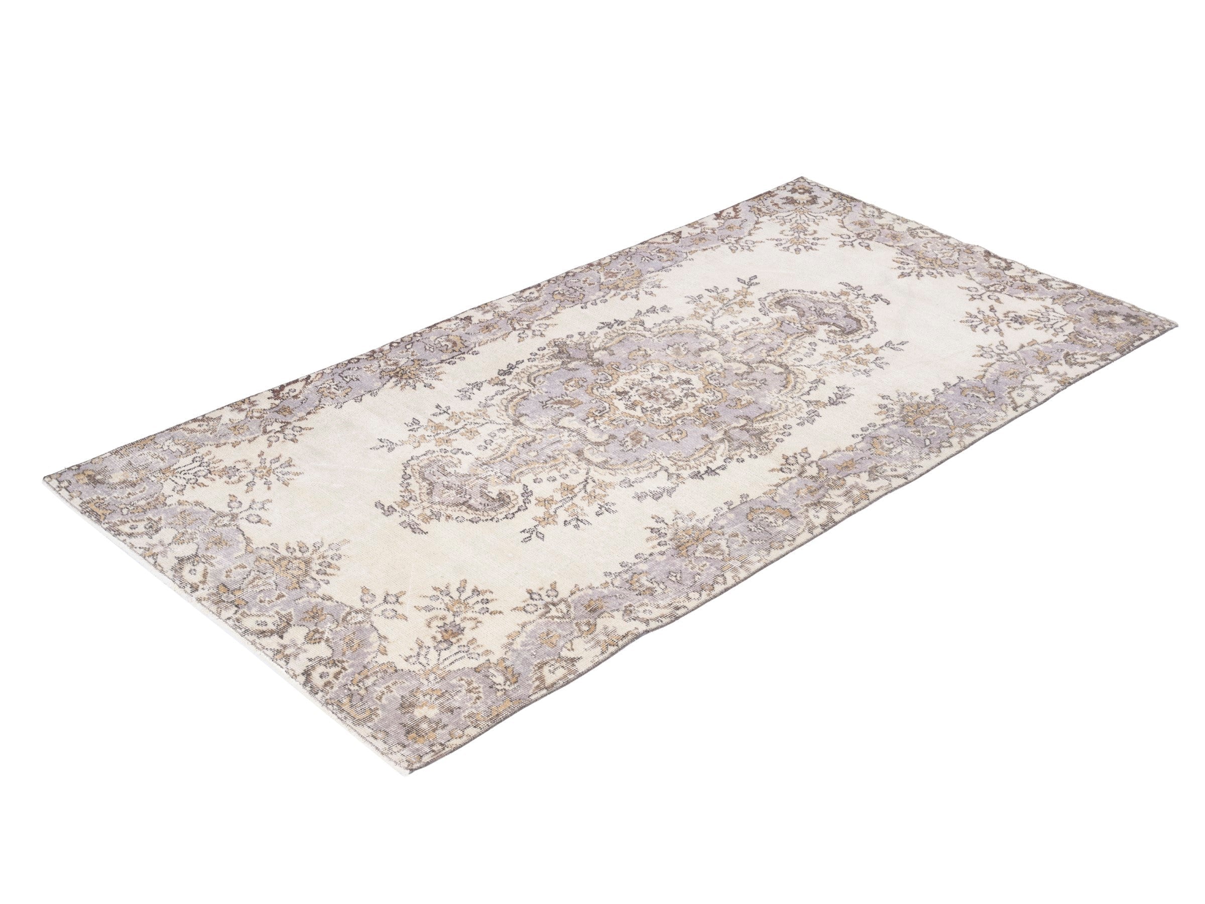 Turkish Isparta area rug in cream and greige, view 3 of 10