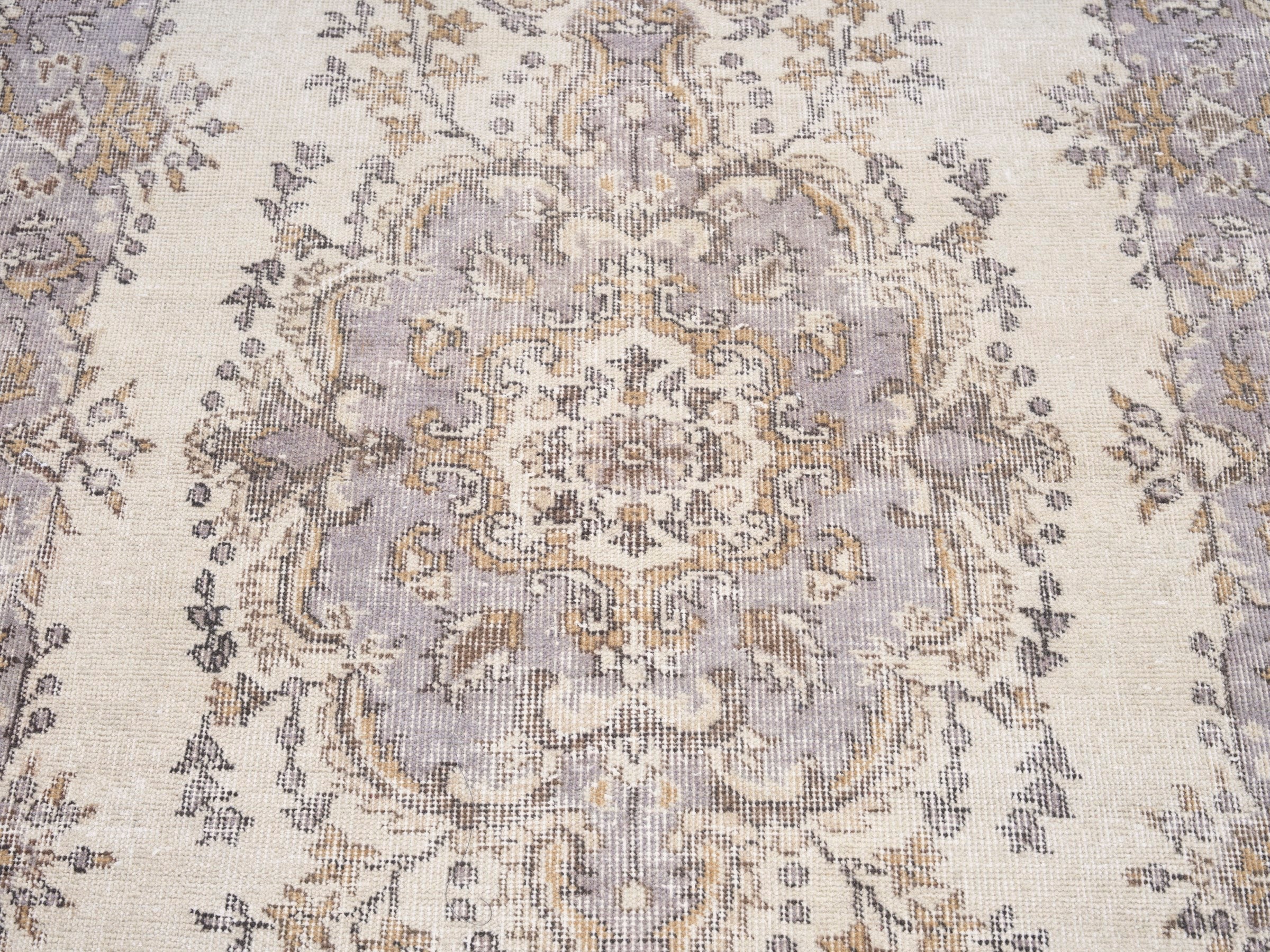 Turkish Isparta area rug in cream and greige, view 4 of 10