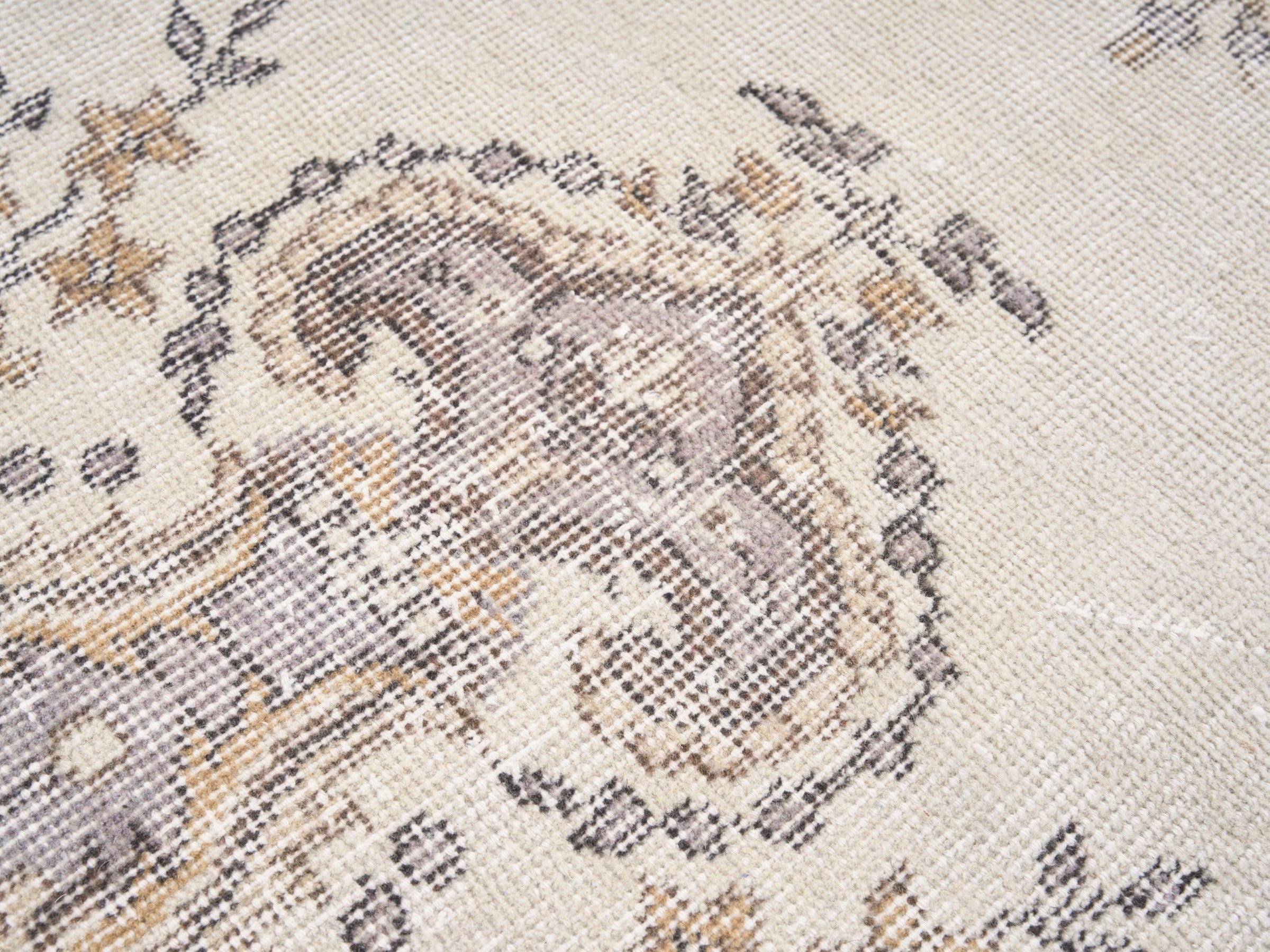 Turkish Isparta area rug in cream and greige, view 7 of 10