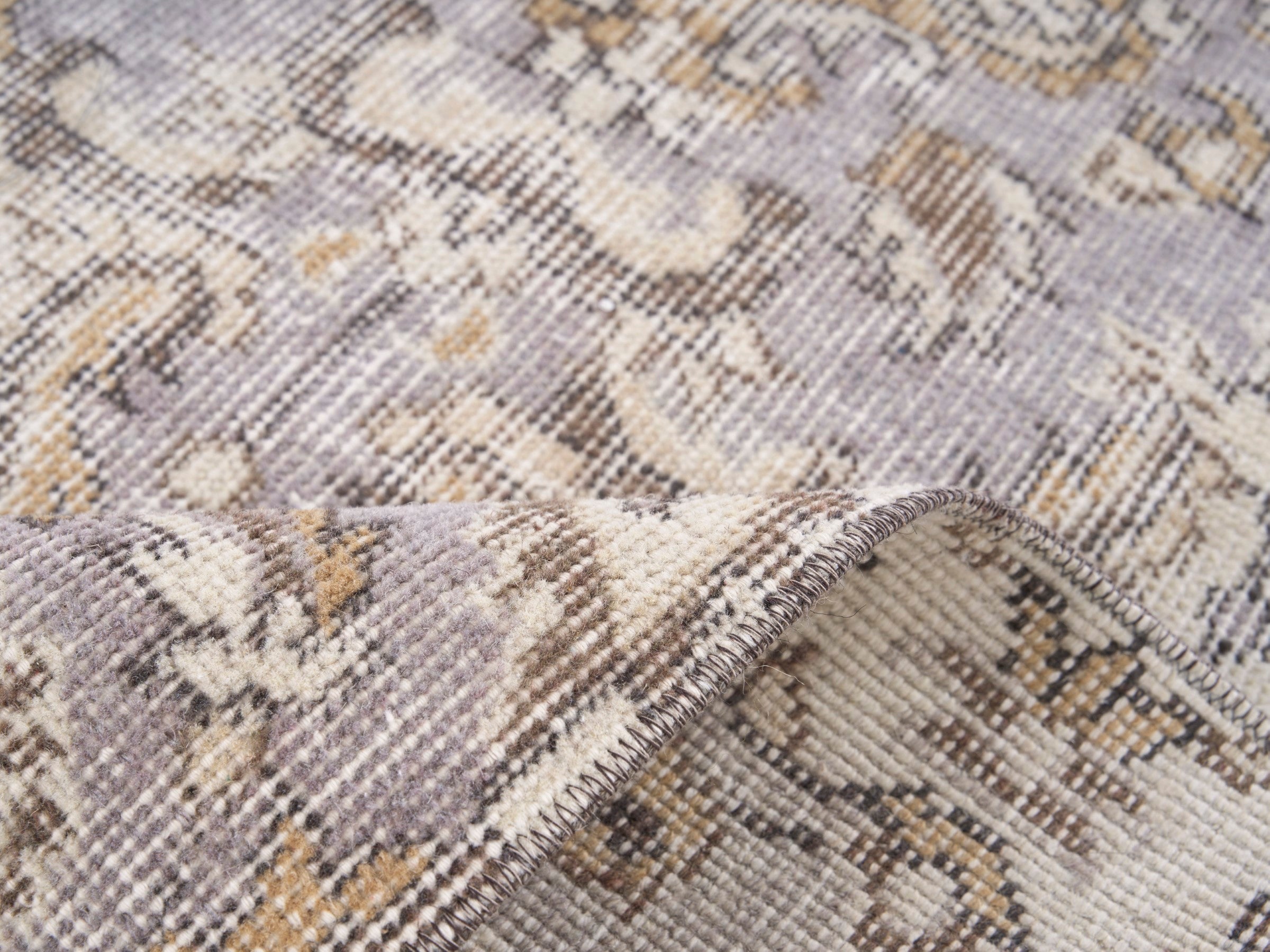 Turkish Isparta area rug in cream and greige, view 9 of 10