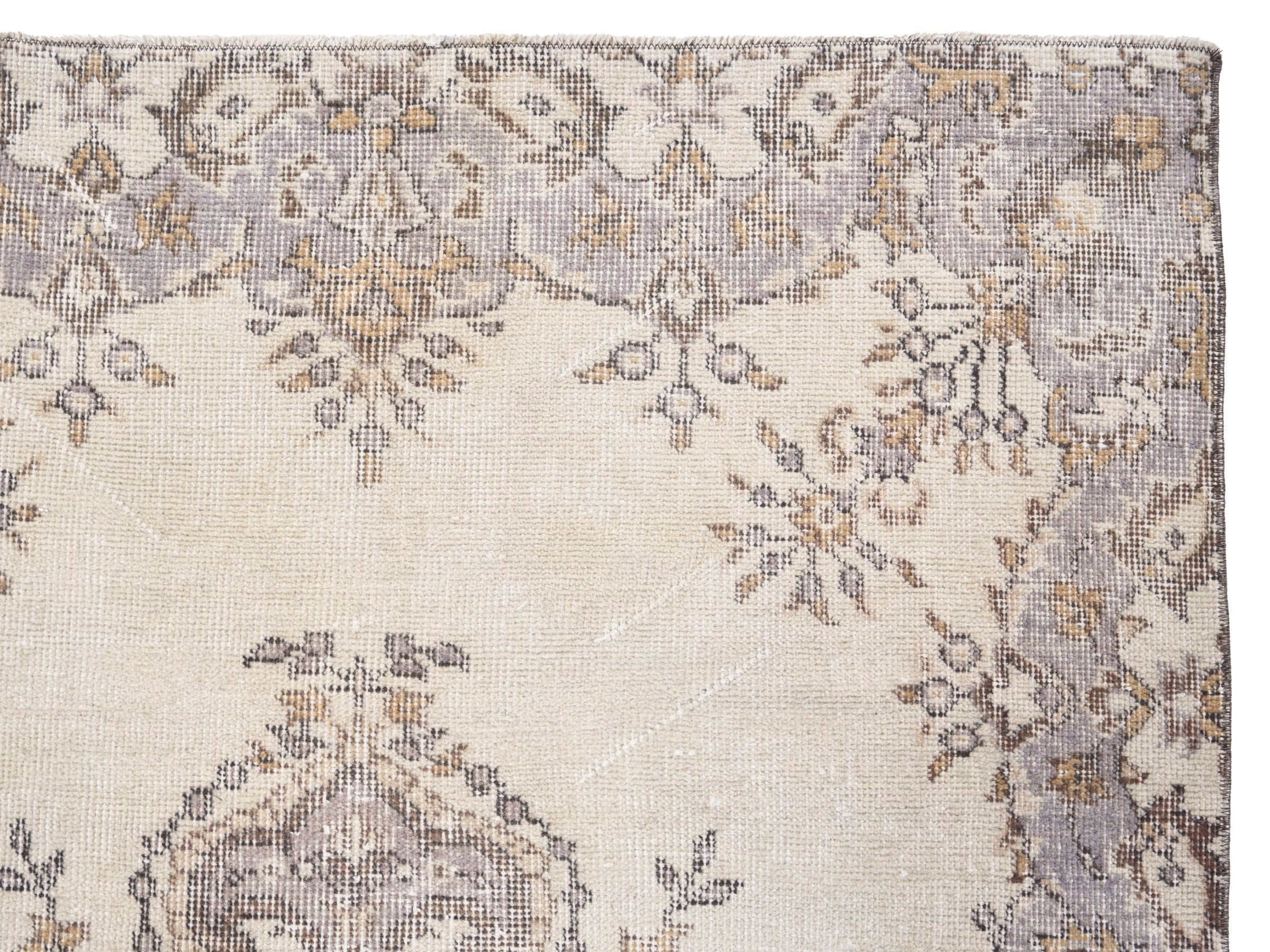 Turkish Isparta area rug in cream and greige, view 8 of 10