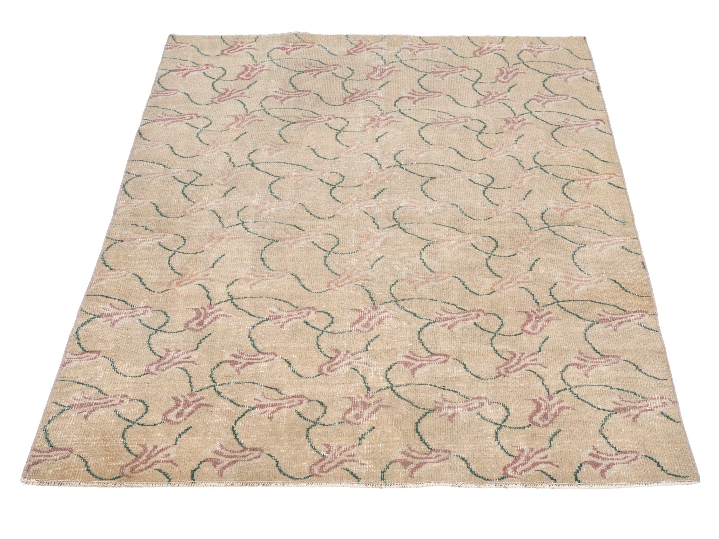 Turkish Isparta accent rug in beige and sage, view 2 of 10