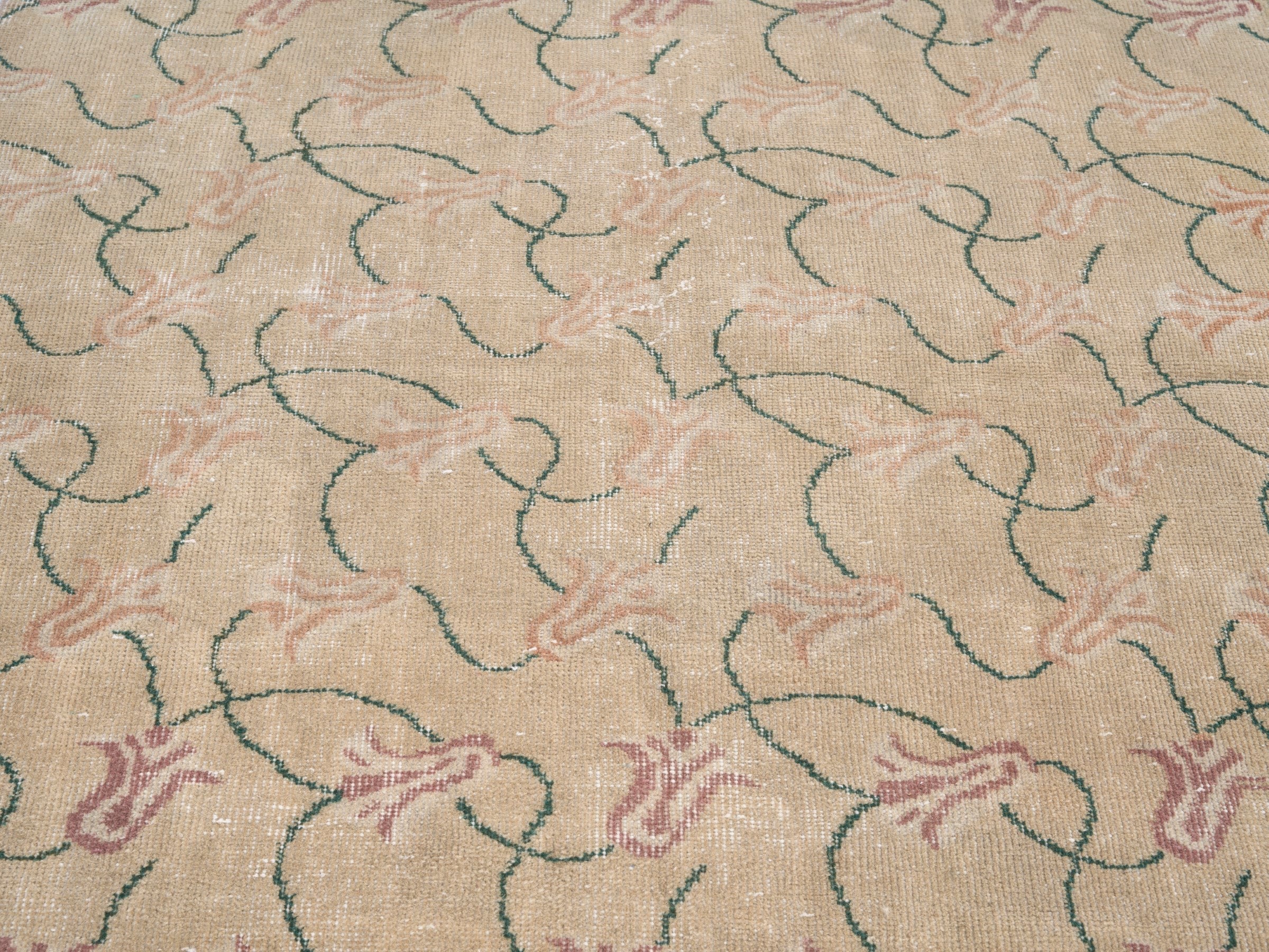 Turkish Isparta accent rug in beige and sage, view 4 of 10