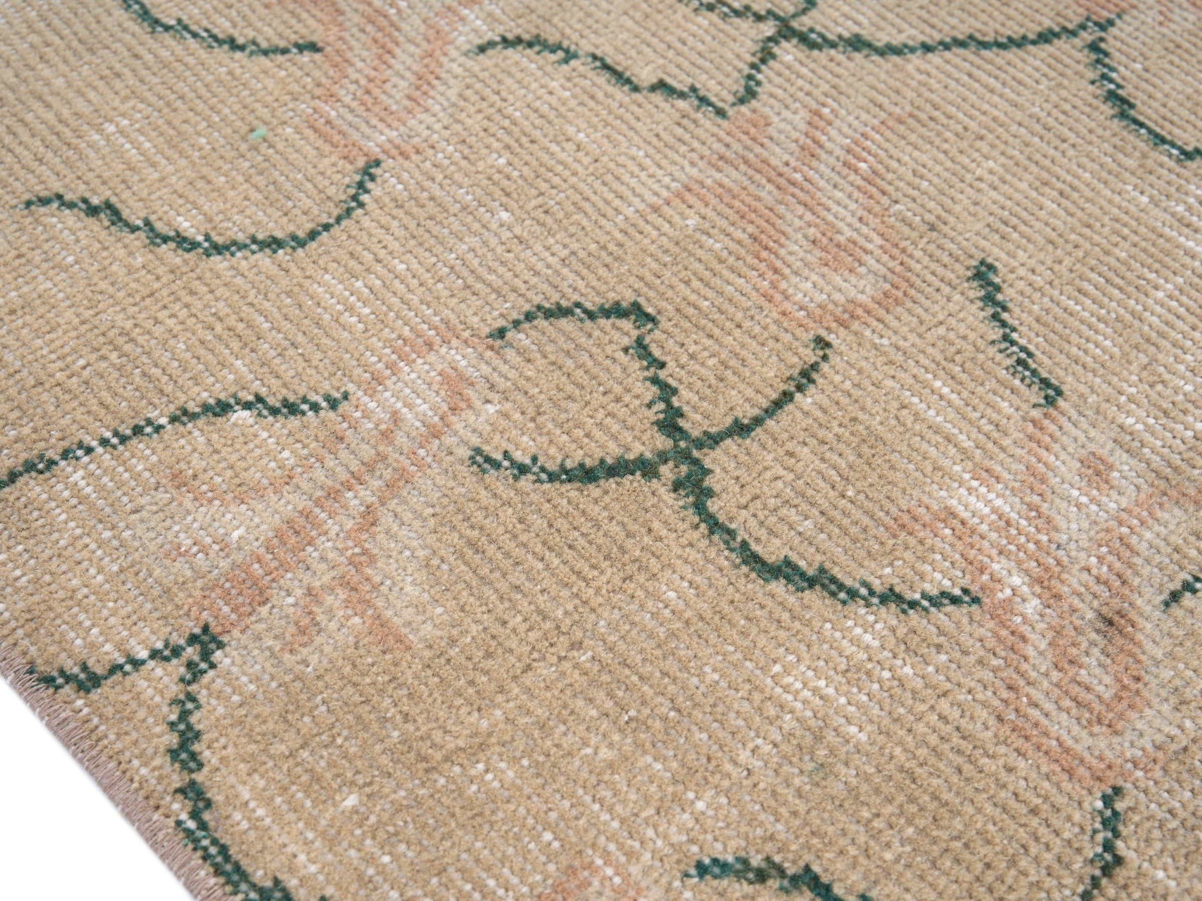 Turkish Isparta accent rug in beige and sage, view 6 of 10