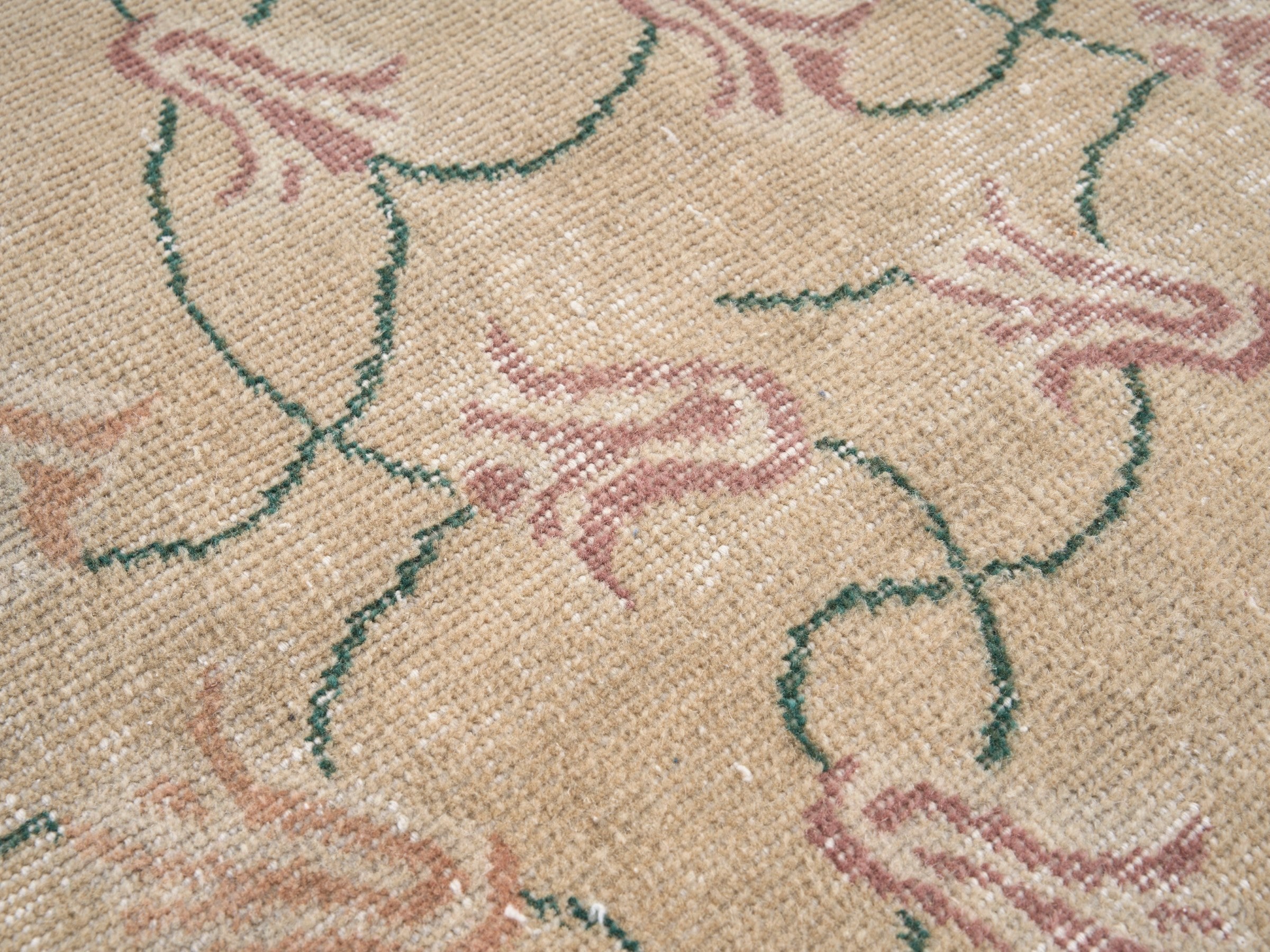 Turkish Isparta accent rug in beige and sage, view 7 of 10