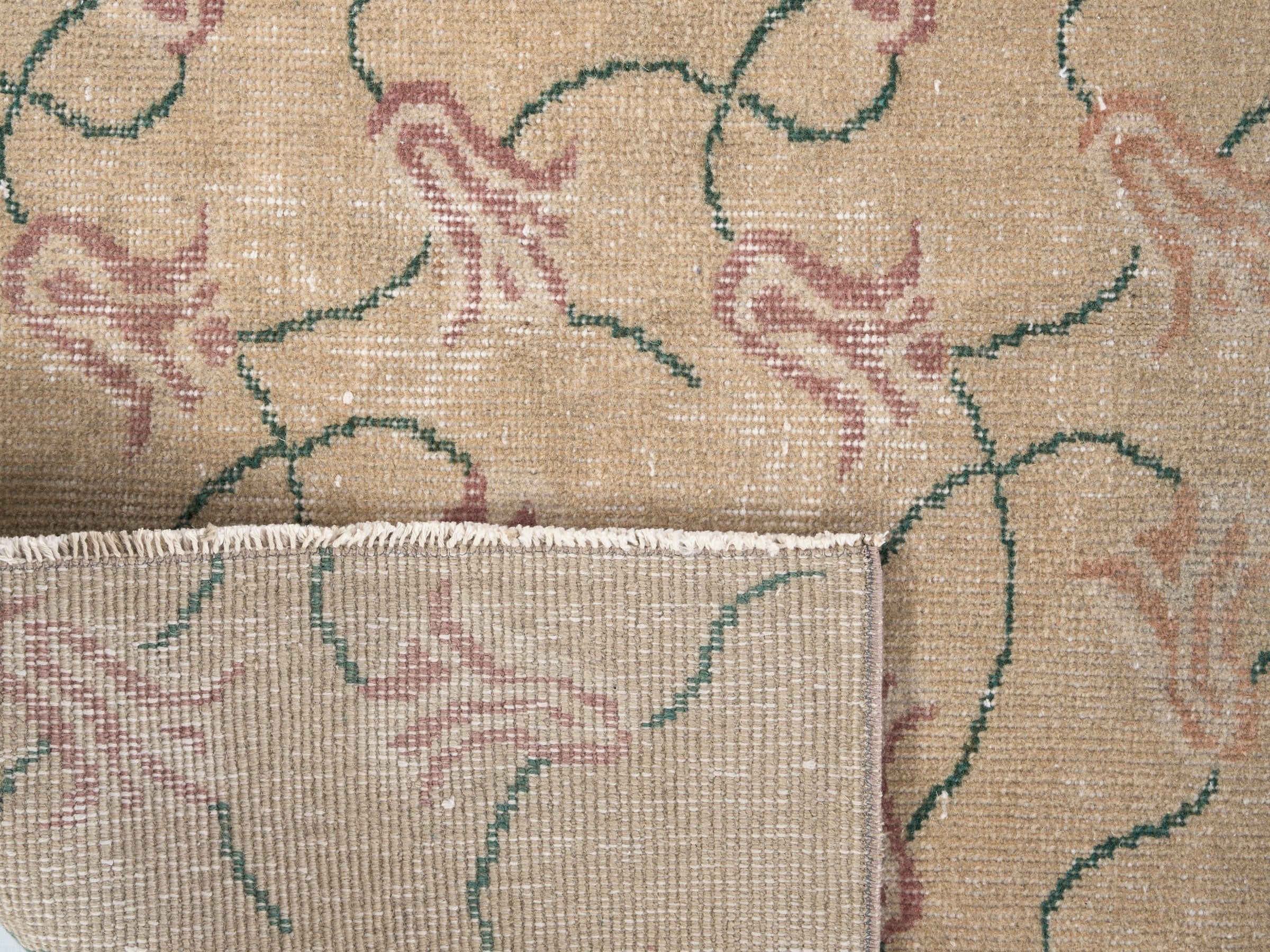Turkish Isparta accent rug in beige and sage, view 10 of 10