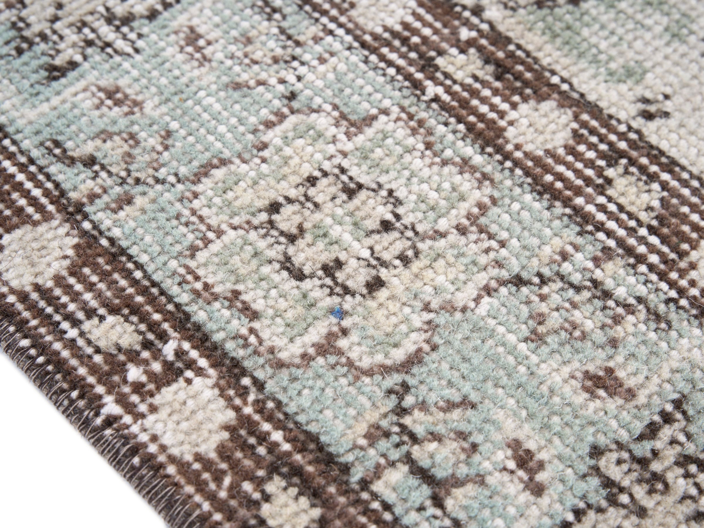 Turkish Isparta runner rug in cream and greige, view 6 of 10