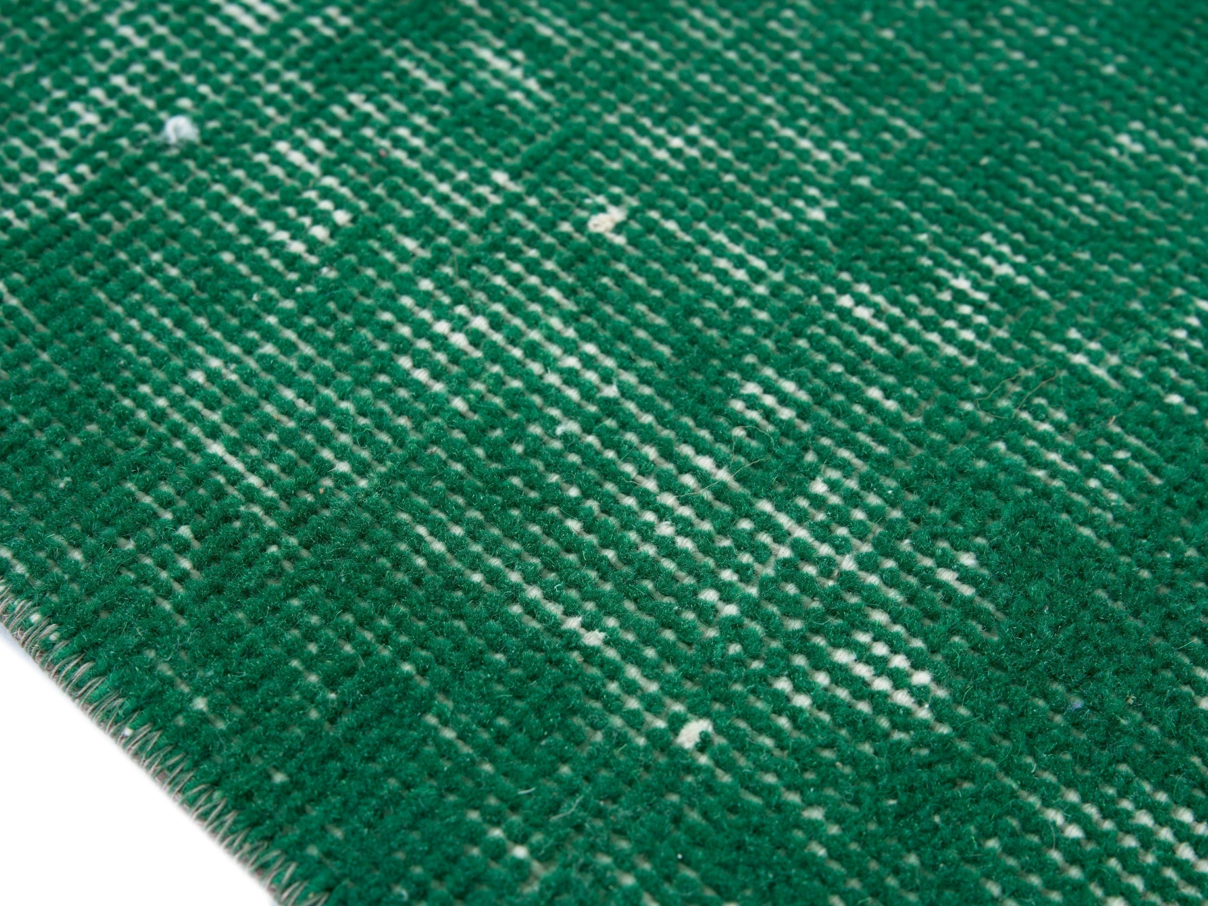 Turkish Isparta area rug in emerald and off-white, view 6 of 10