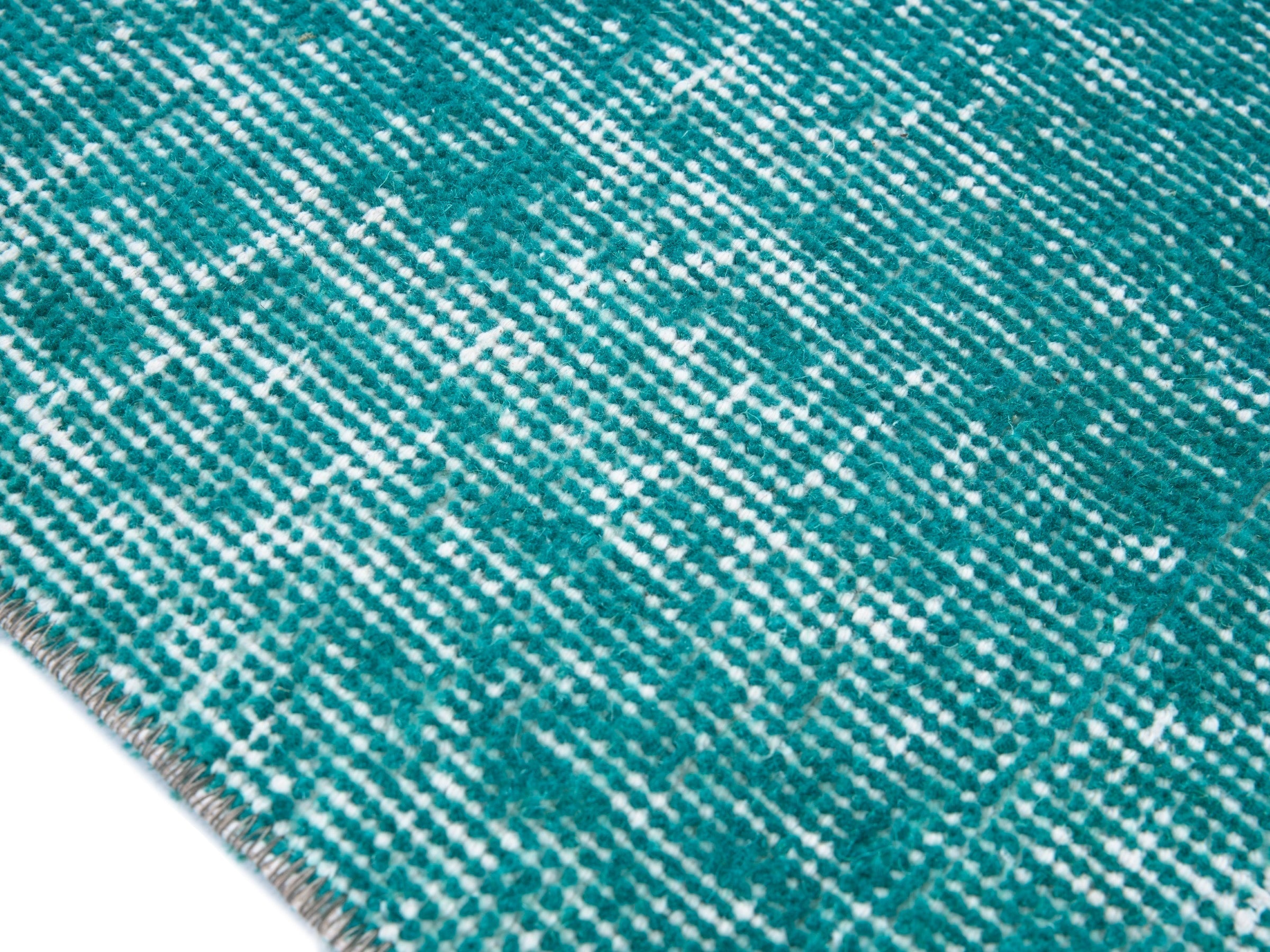Turkish Isparta area rug in turquoise and off-white, view 6 of 10