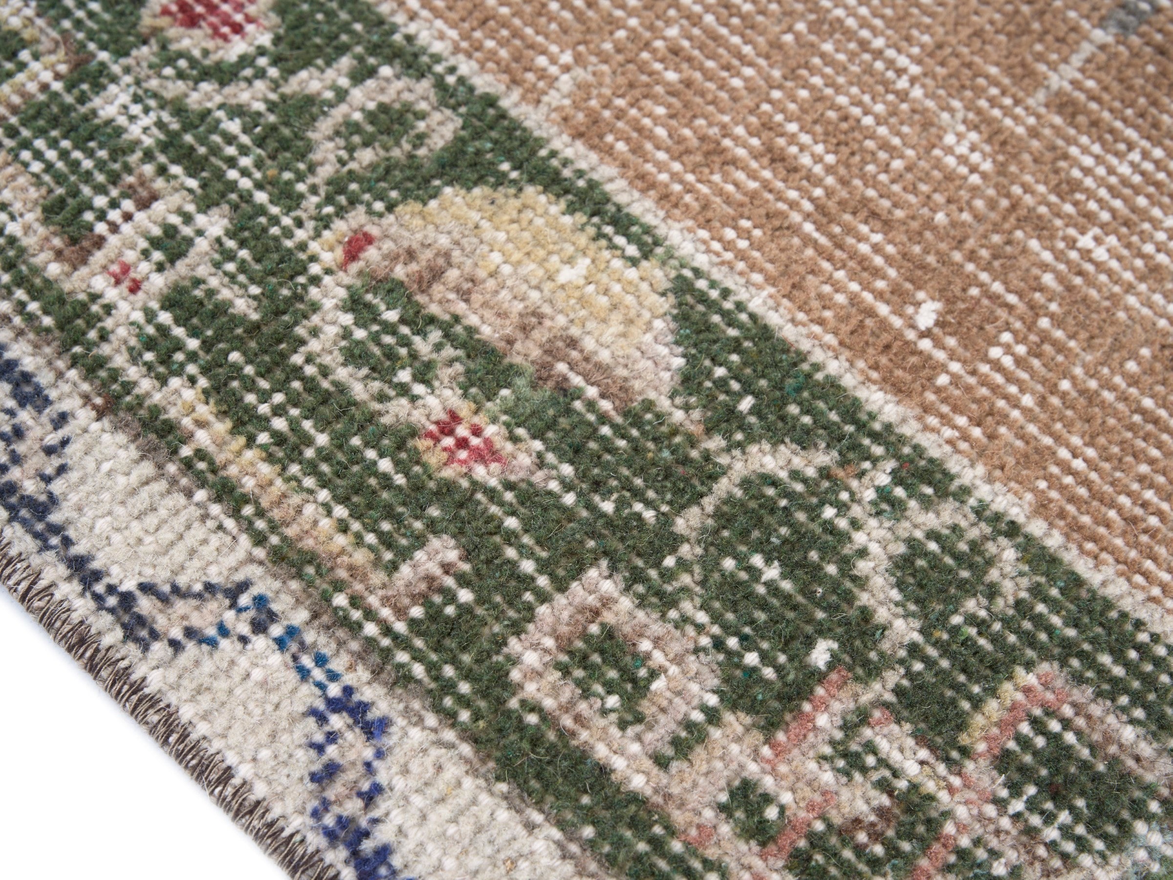 Turkish Isparta area rug in beige and sage, view 6 of 10