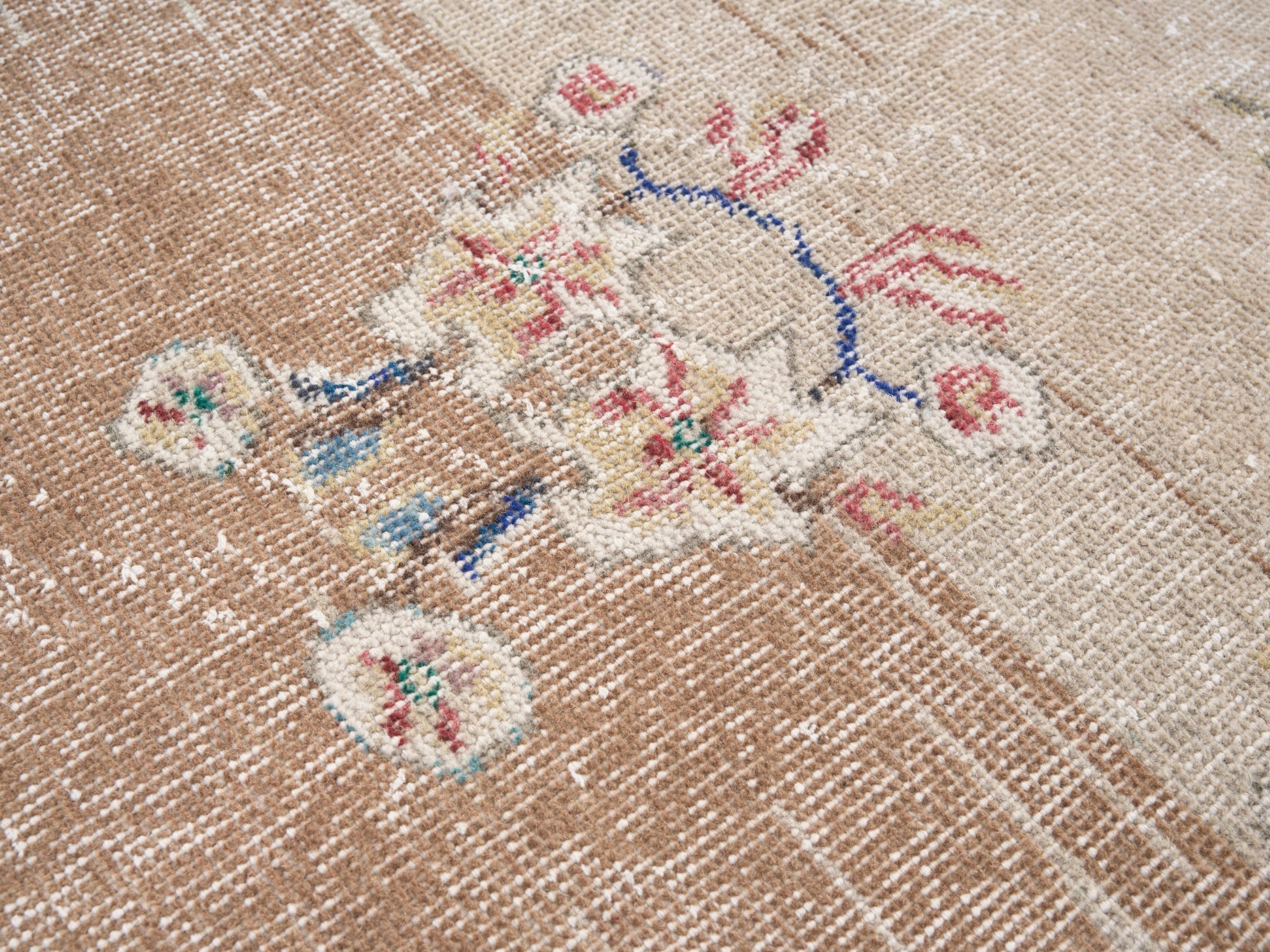 Turkish Isparta area rug in beige and sage, view 7 of 10