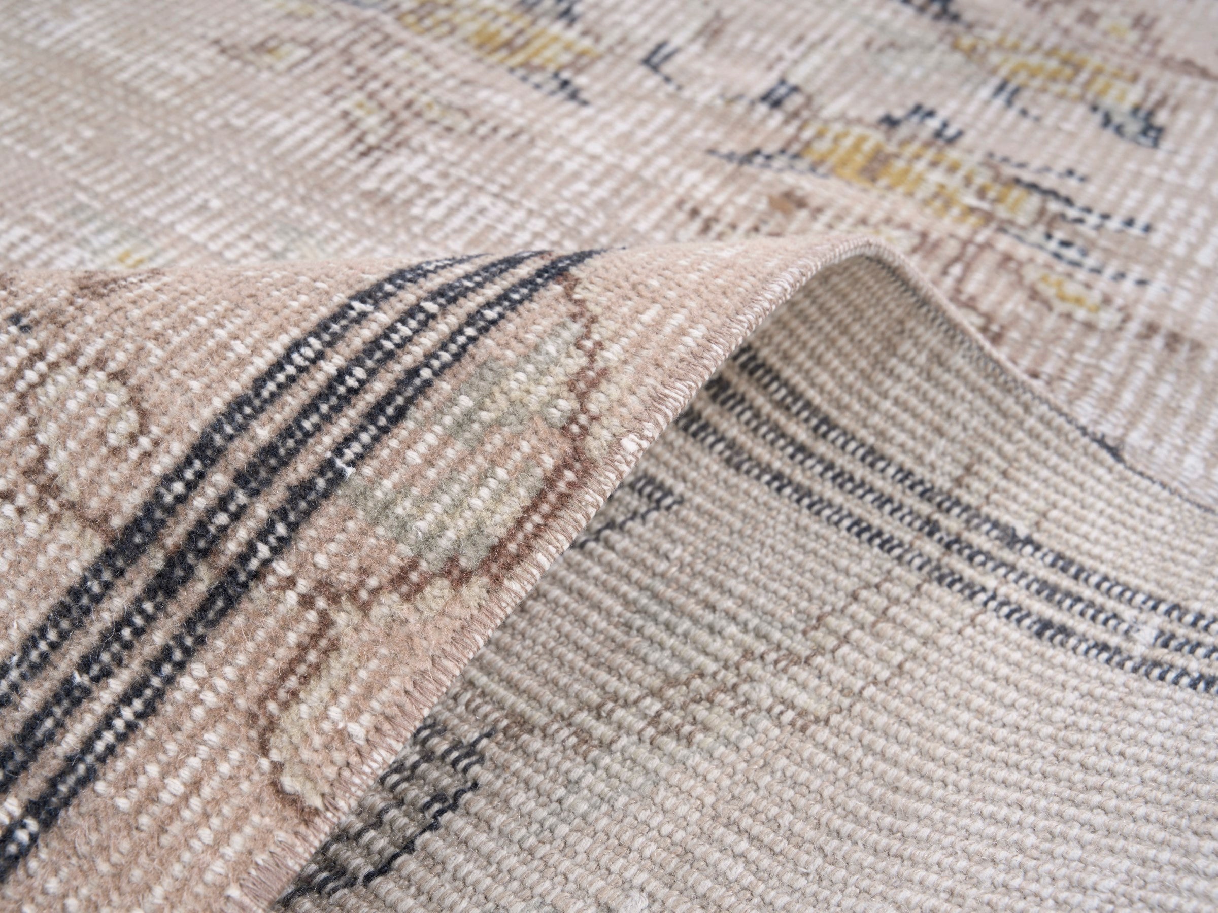 Turkish Isparta area rug in cream and straw, view 9 of 10