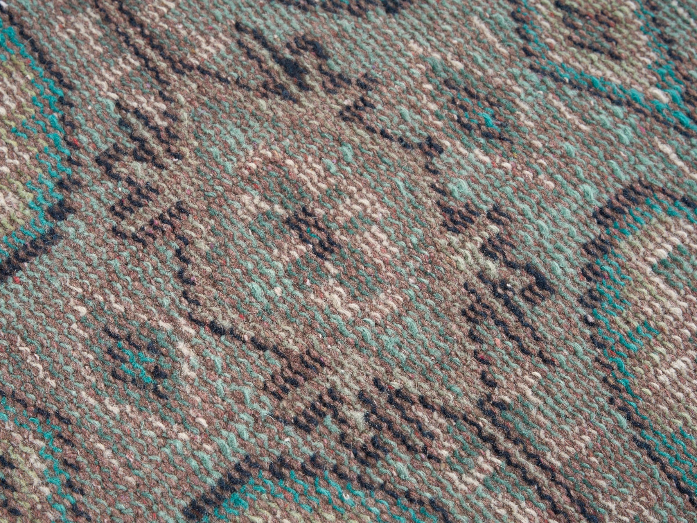 Turkish Manisa runner rug in taupe and teal, view 7 of 10