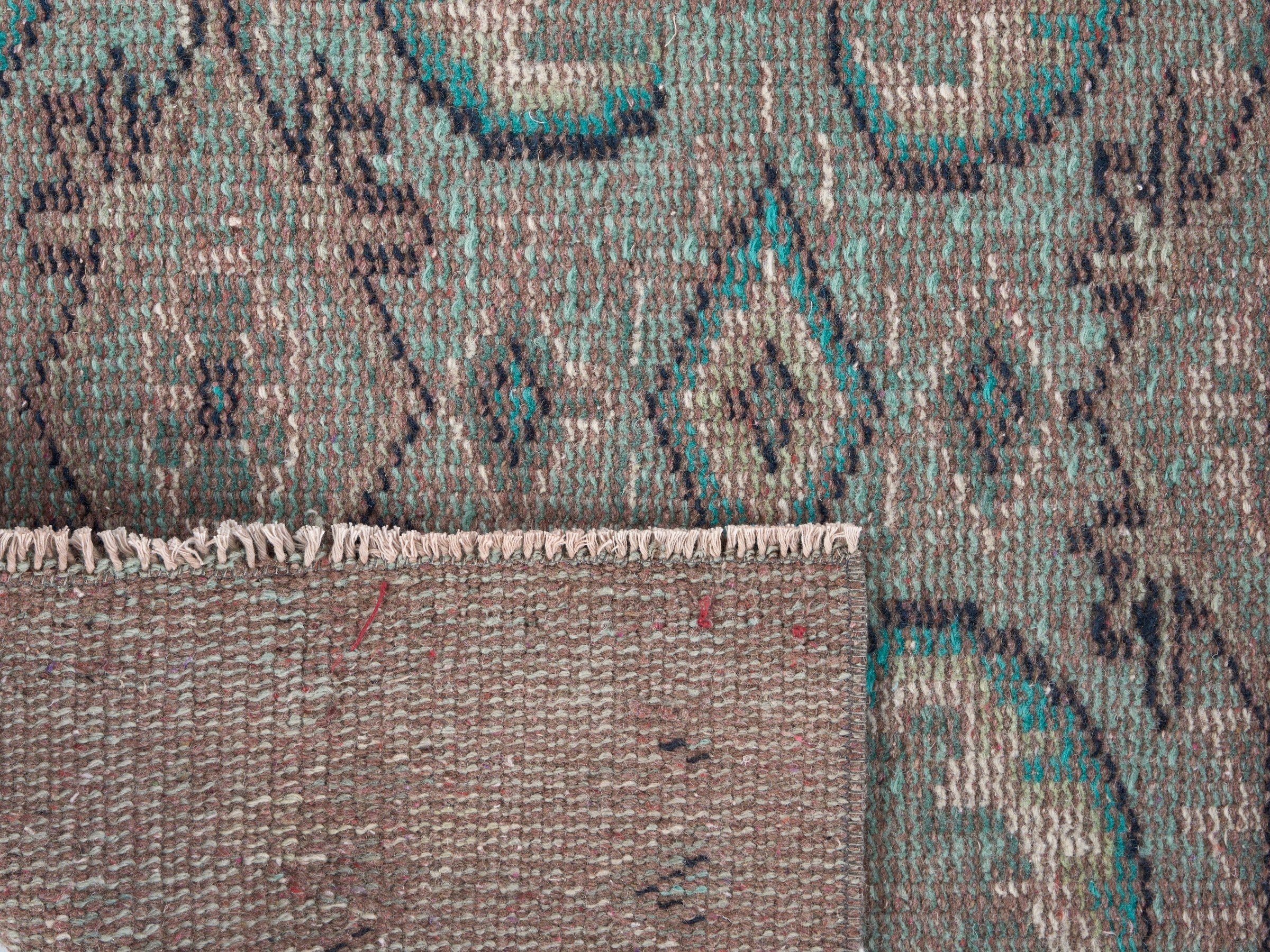 Turkish Manisa runner rug in taupe and teal, view 10 of 10