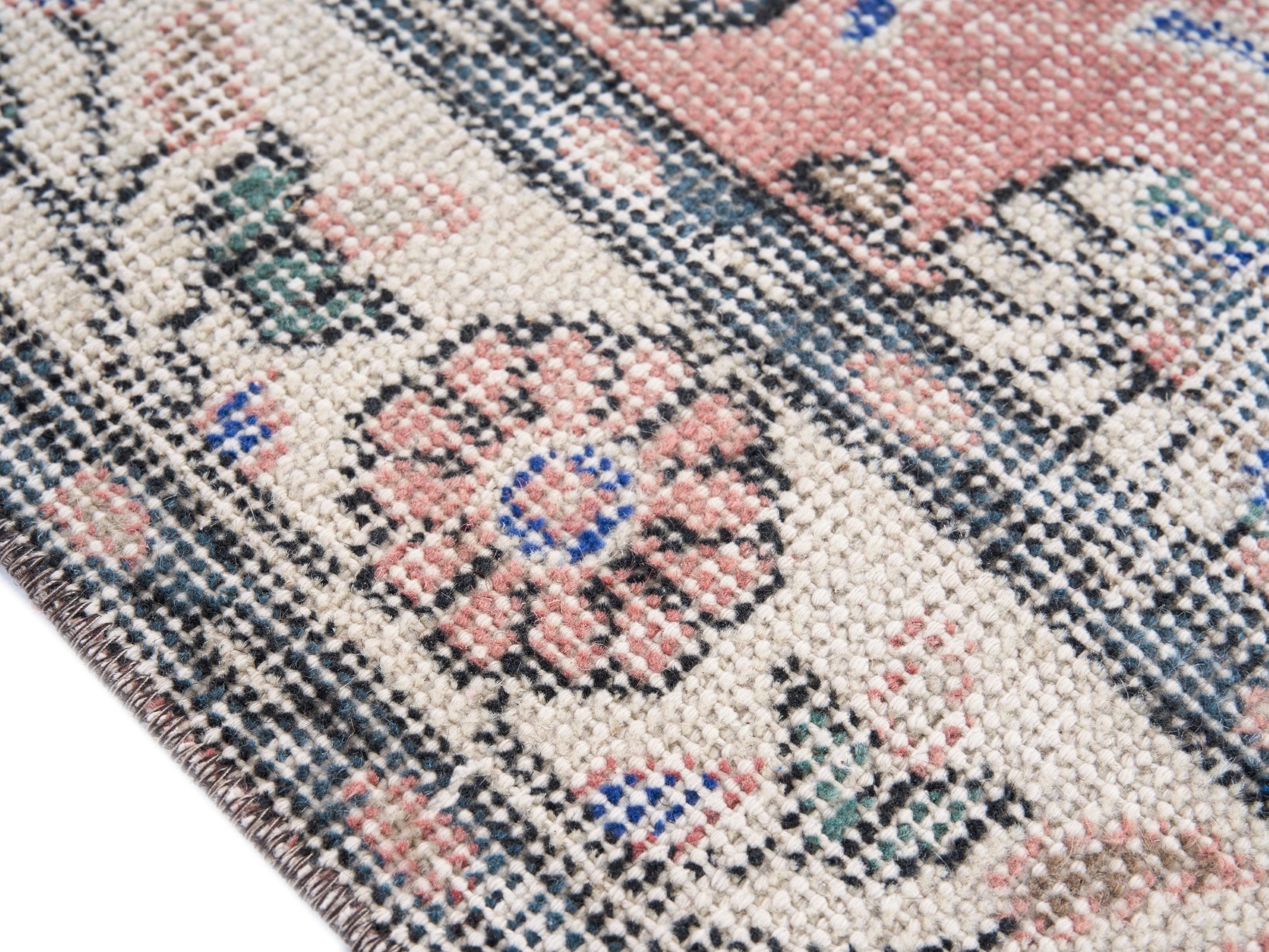 Turkish Isparta area rug in dusty rose and cream, view 6 of 10
