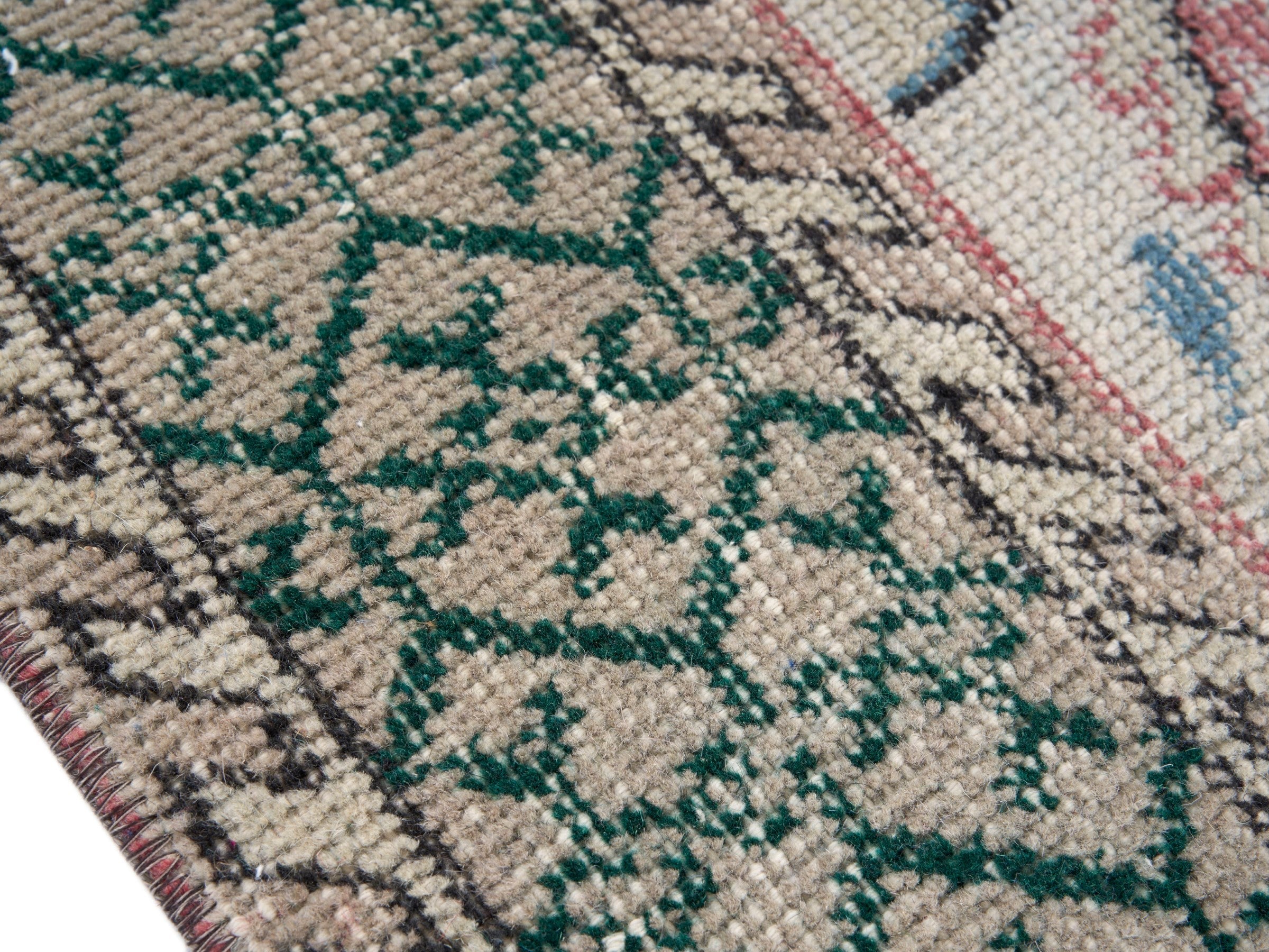 Turkish Isparta area rug in blue and sage, view 6 of 10
