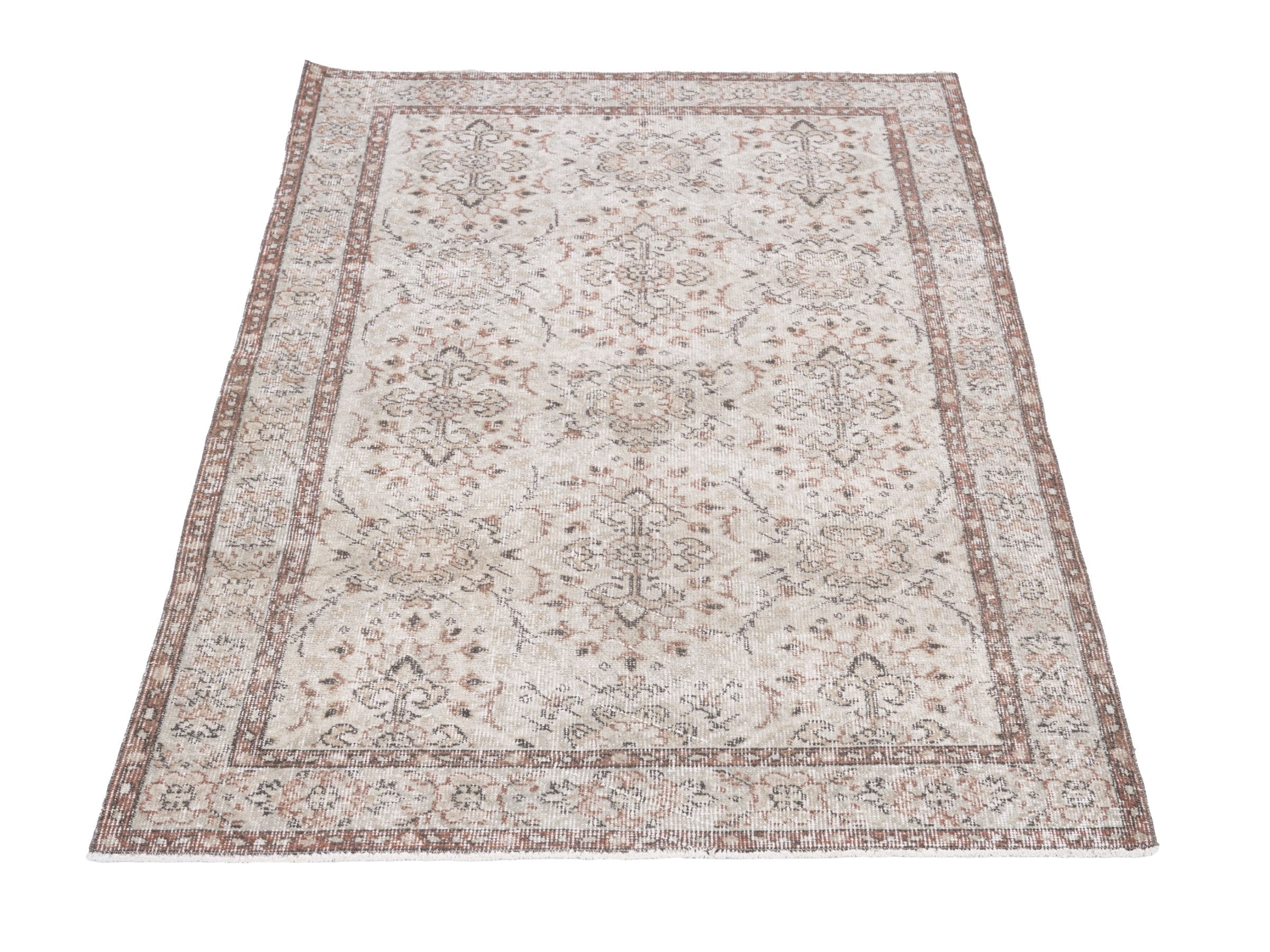 Turkish Isparta area rug in cream and greige, view 2 of 10
