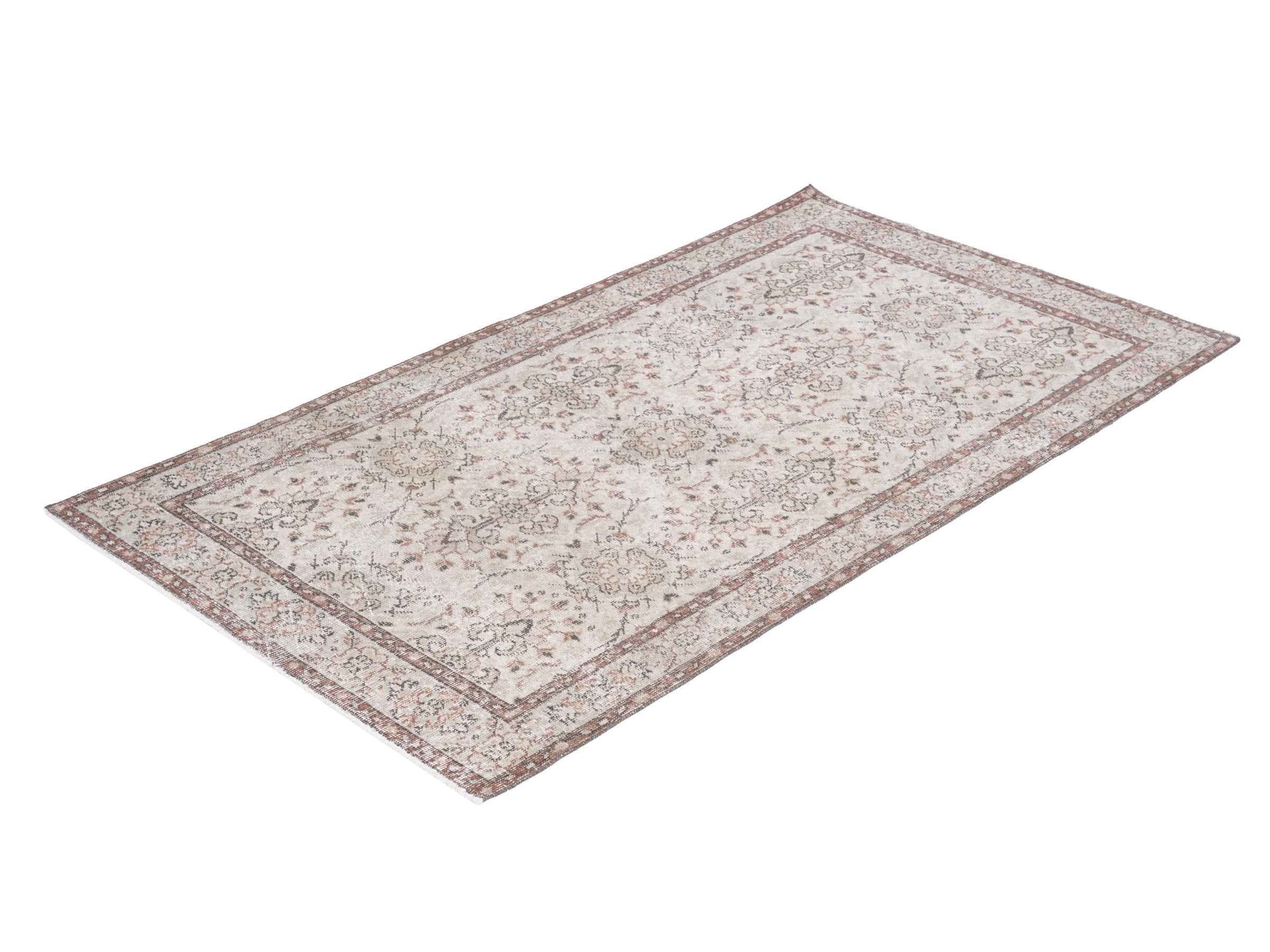 Turkish Isparta area rug in cream and greige, view 3 of 10