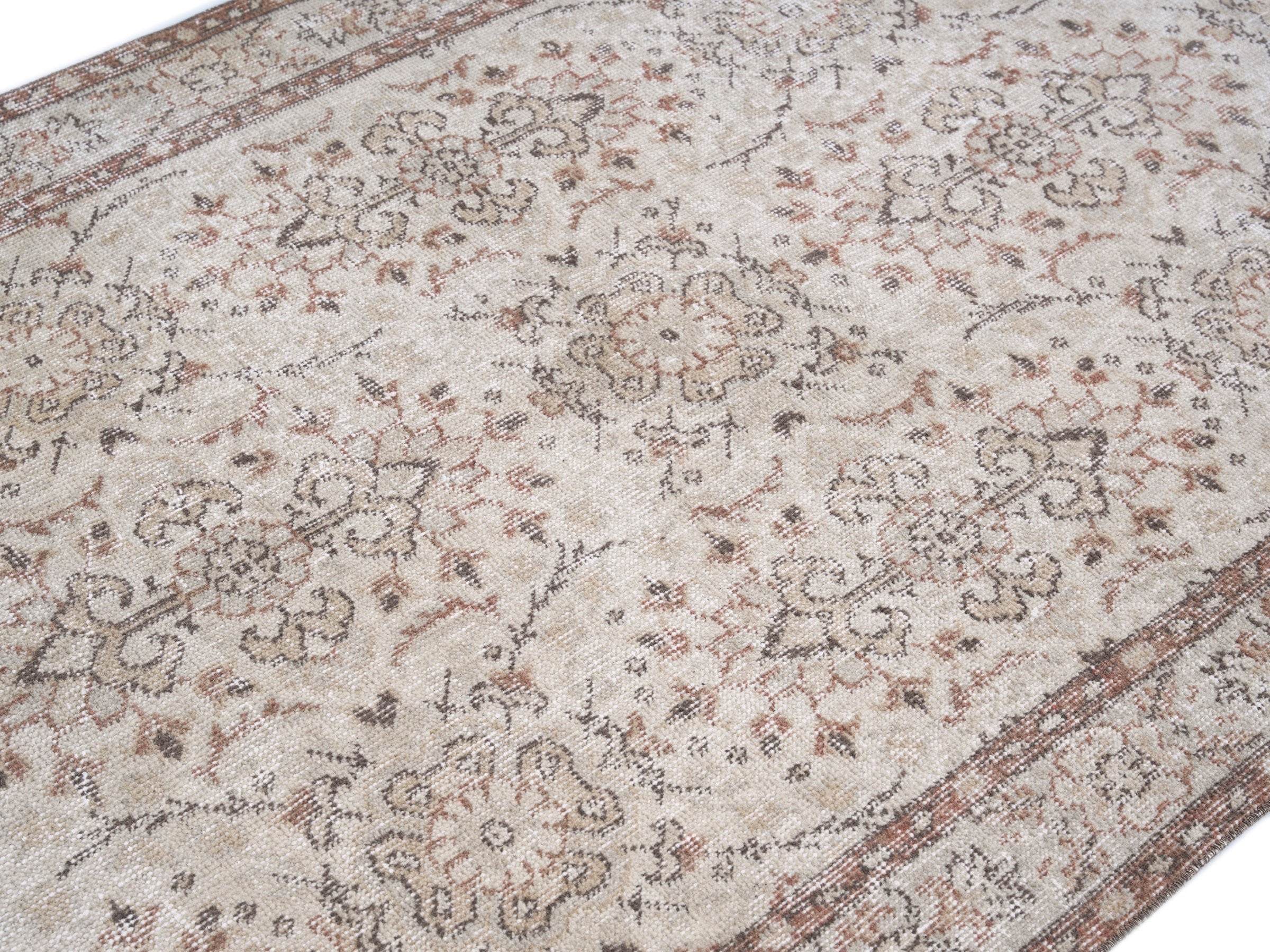 Turkish Isparta area rug in cream and greige, view 5 of 10