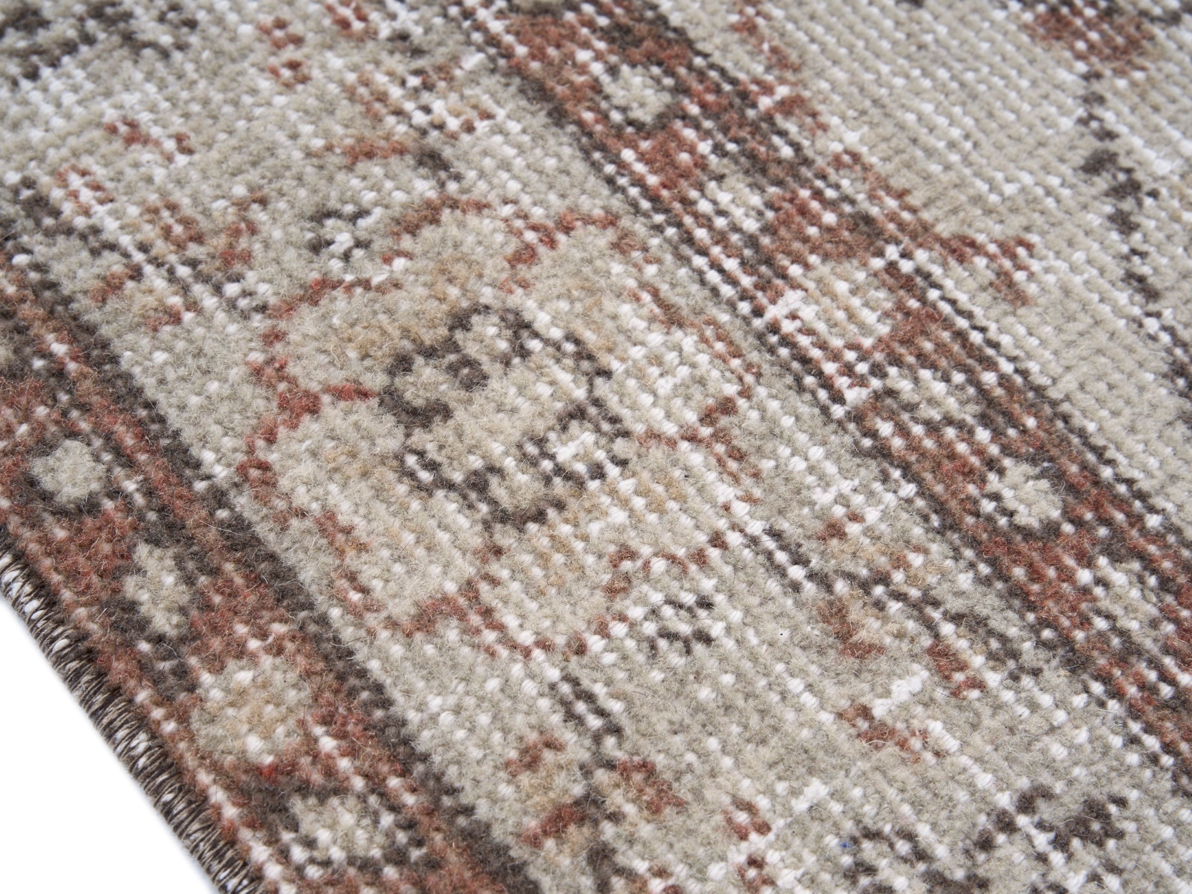 Turkish Isparta area rug in cream and greige, view 6 of 10
