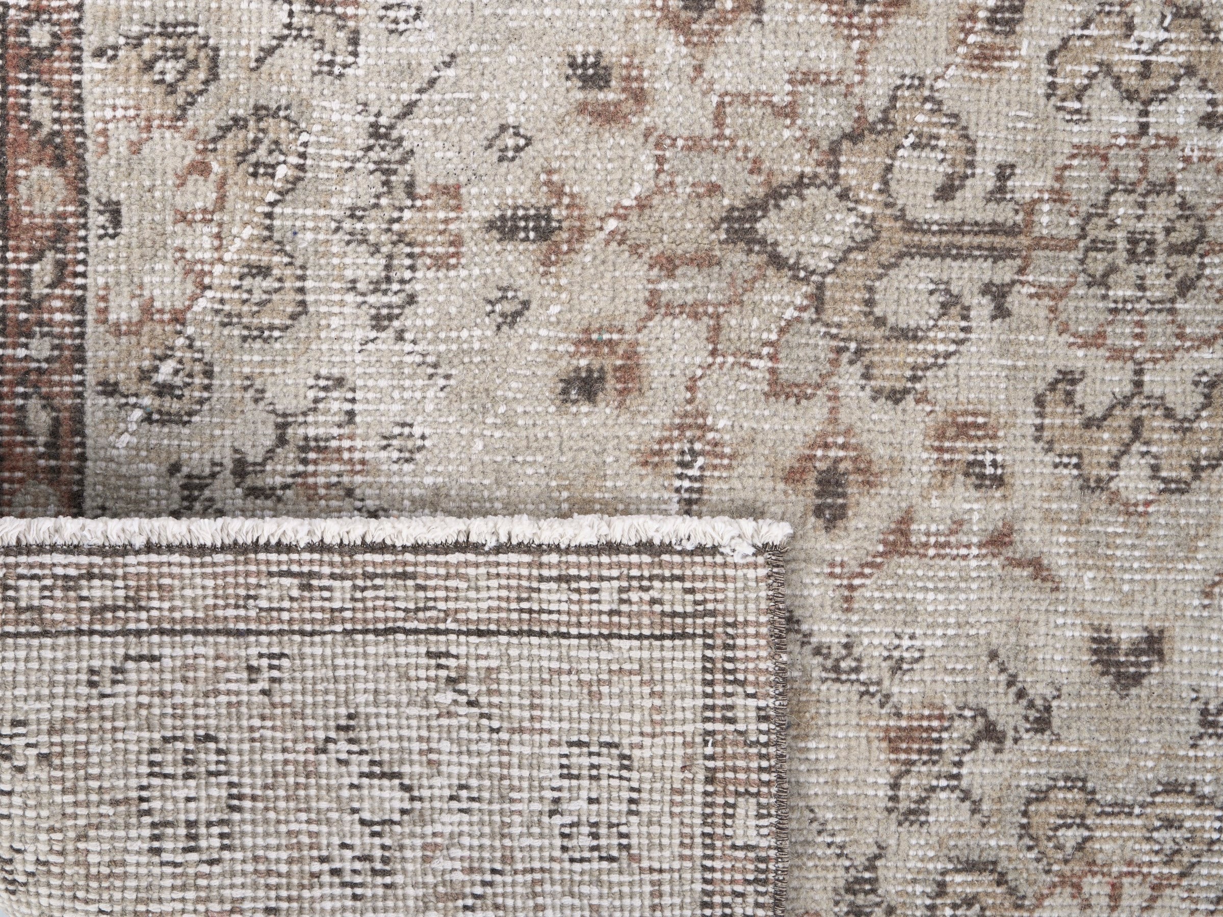 Turkish Isparta area rug in cream and greige, view 10 of 10