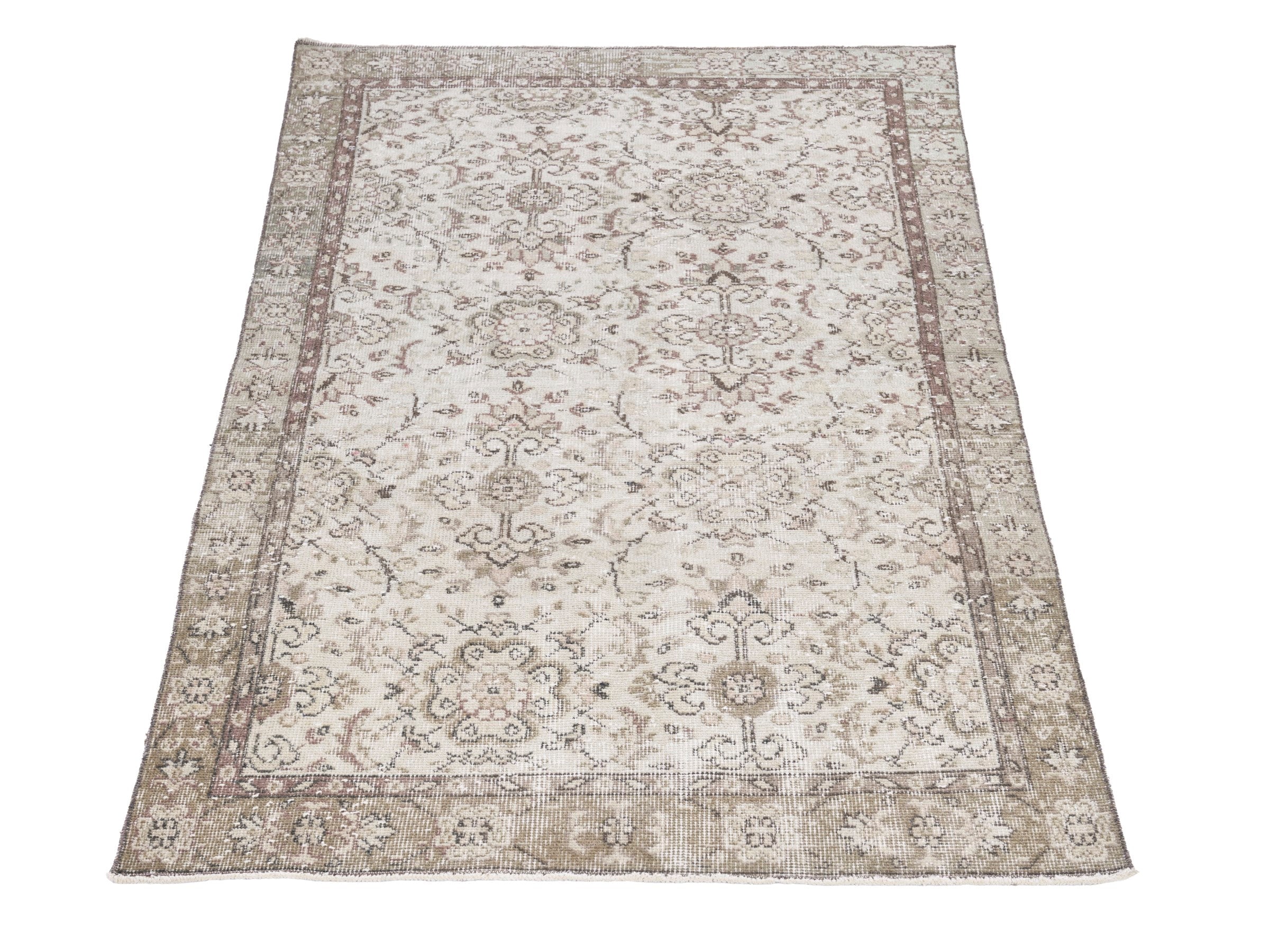 Turkish Isparta accent rug in ivory and greige, view 2 of 10