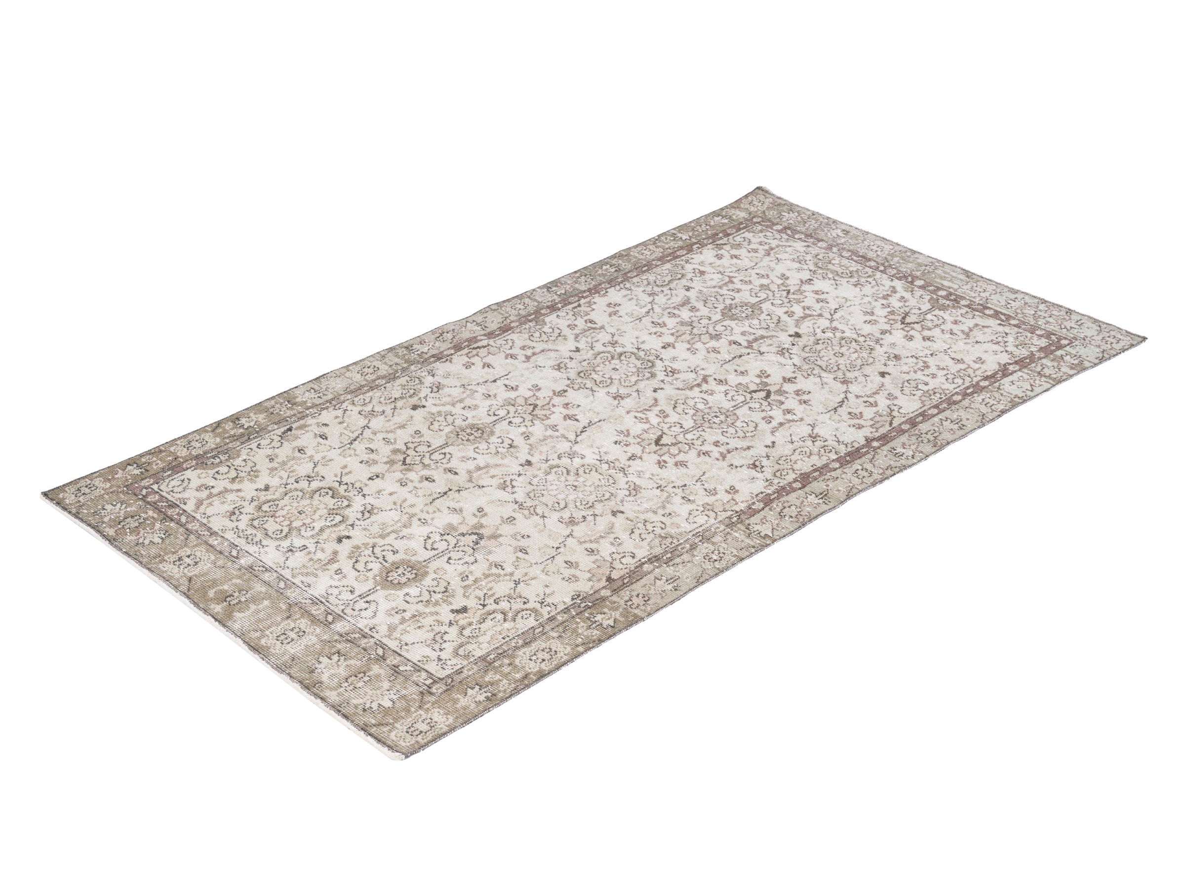 Turkish Isparta accent rug in ivory and greige, view 3 of 10