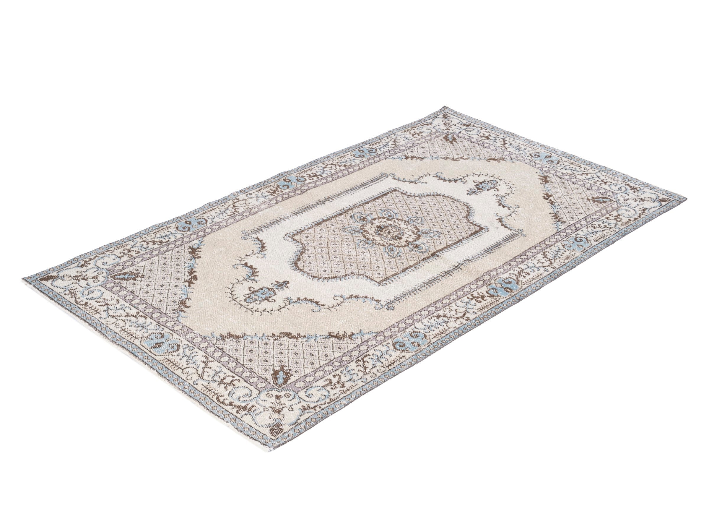 Turkish Isparta area rug in cream and taupe, view 3 of 10