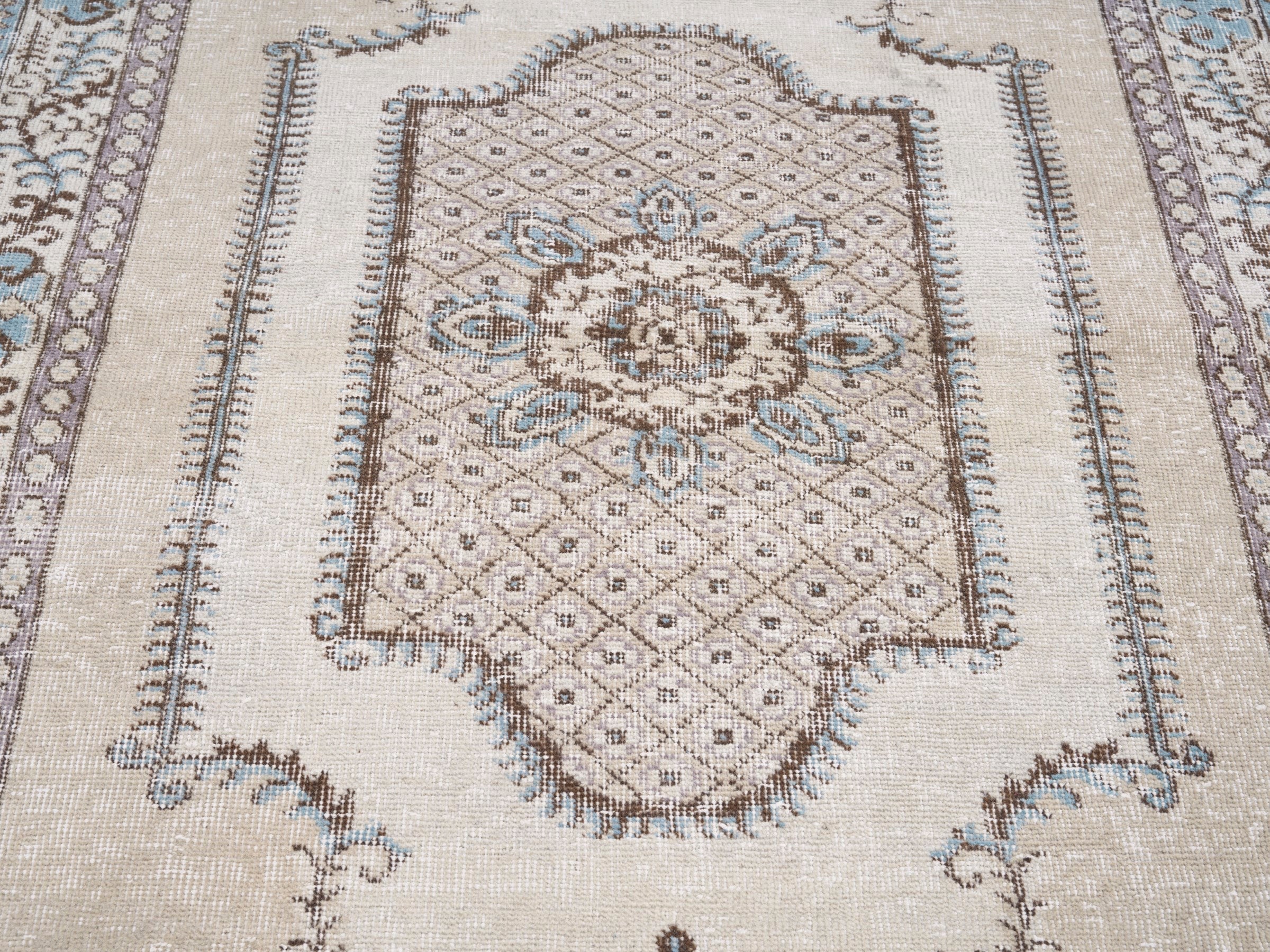 Turkish Isparta area rug in cream and taupe, view 4 of 10