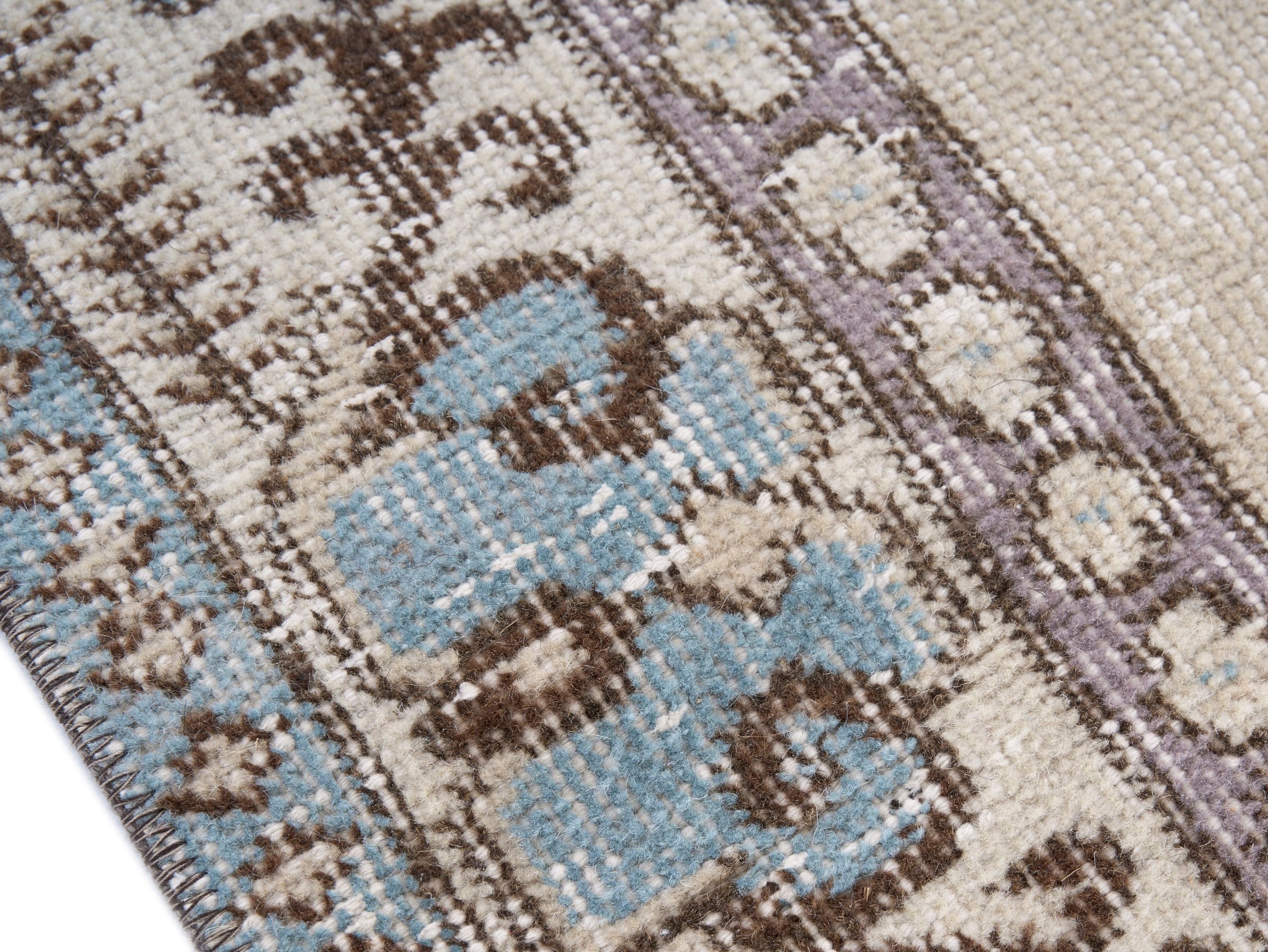 Turkish Isparta area rug in cream and taupe, view 6 of 10
