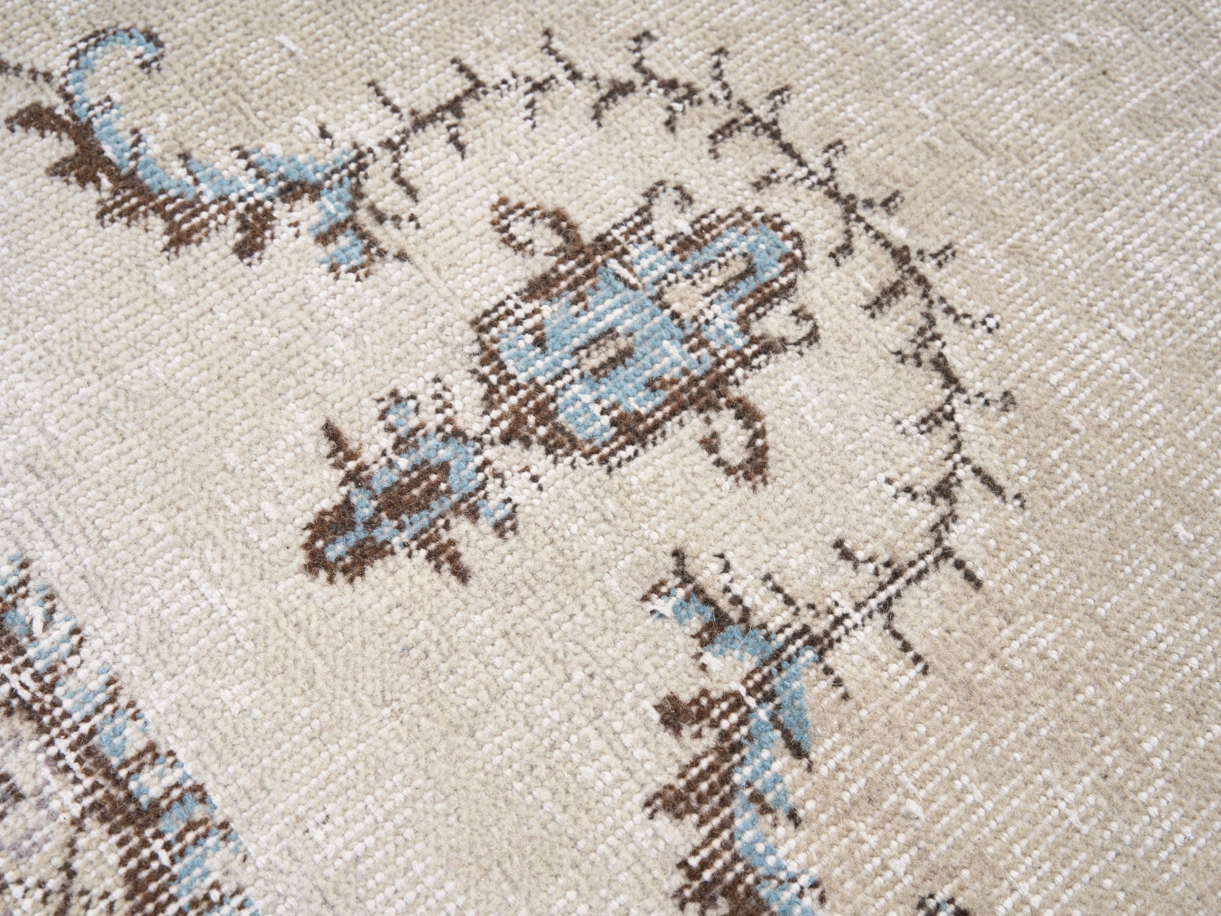 Turkish Isparta area rug in cream and taupe, view 7 of 10