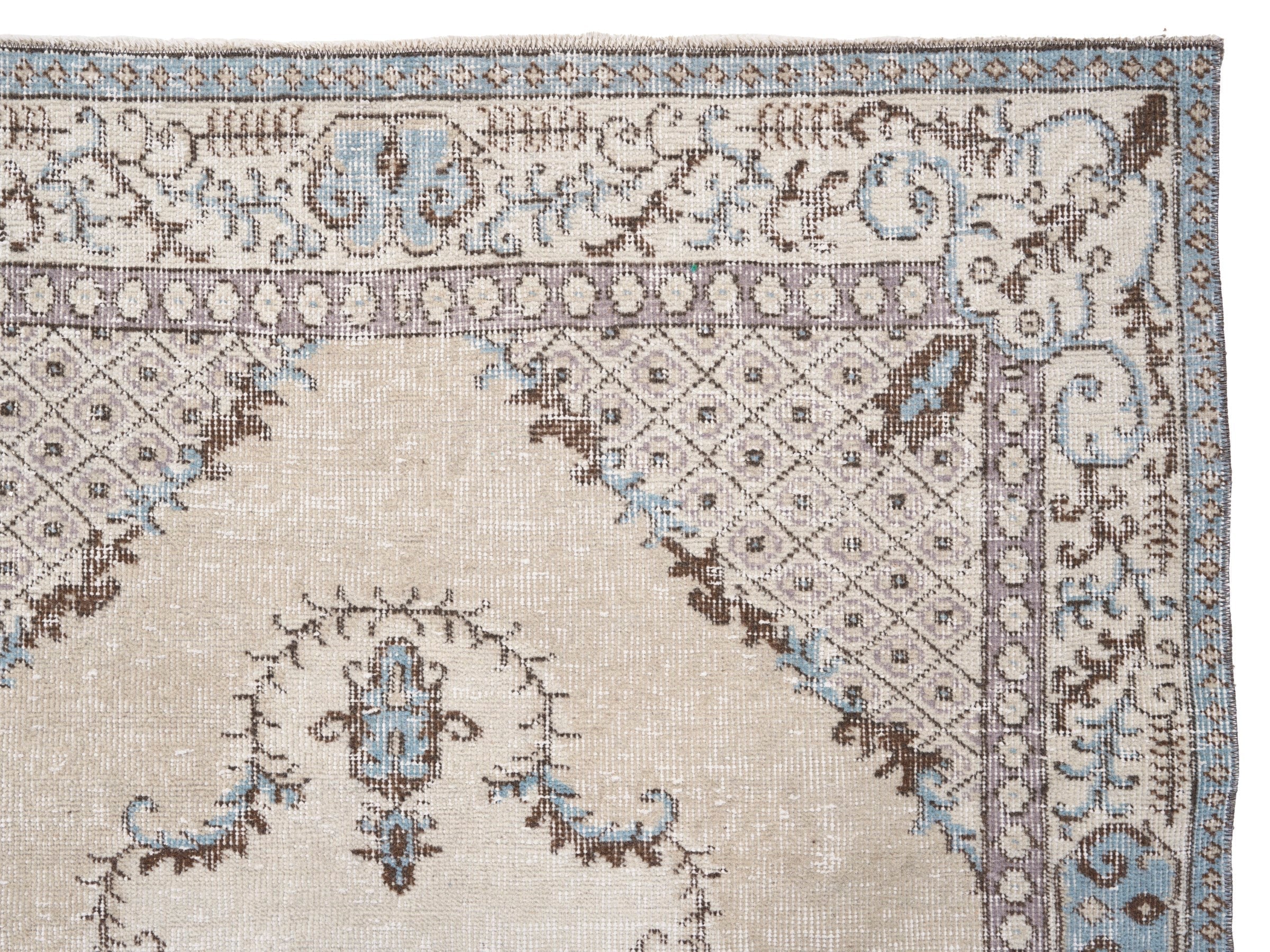 Turkish Isparta area rug in cream and taupe, view 8 of 10