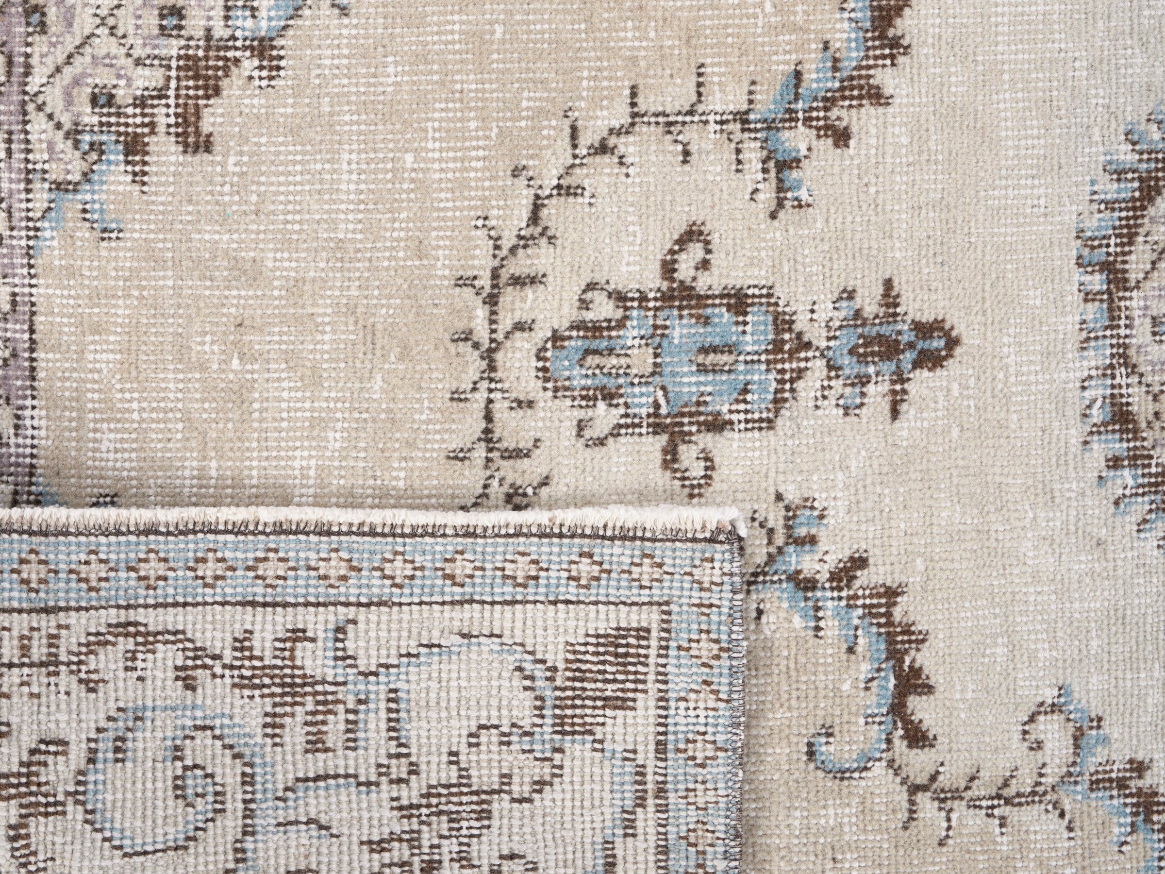Turkish Isparta area rug in cream and taupe, view 10 of 10