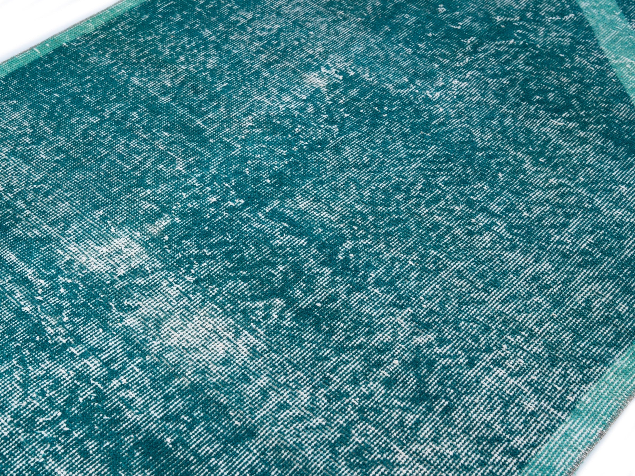 Turkish Isparta accent rug in teal and turquoise, view 5 of 9