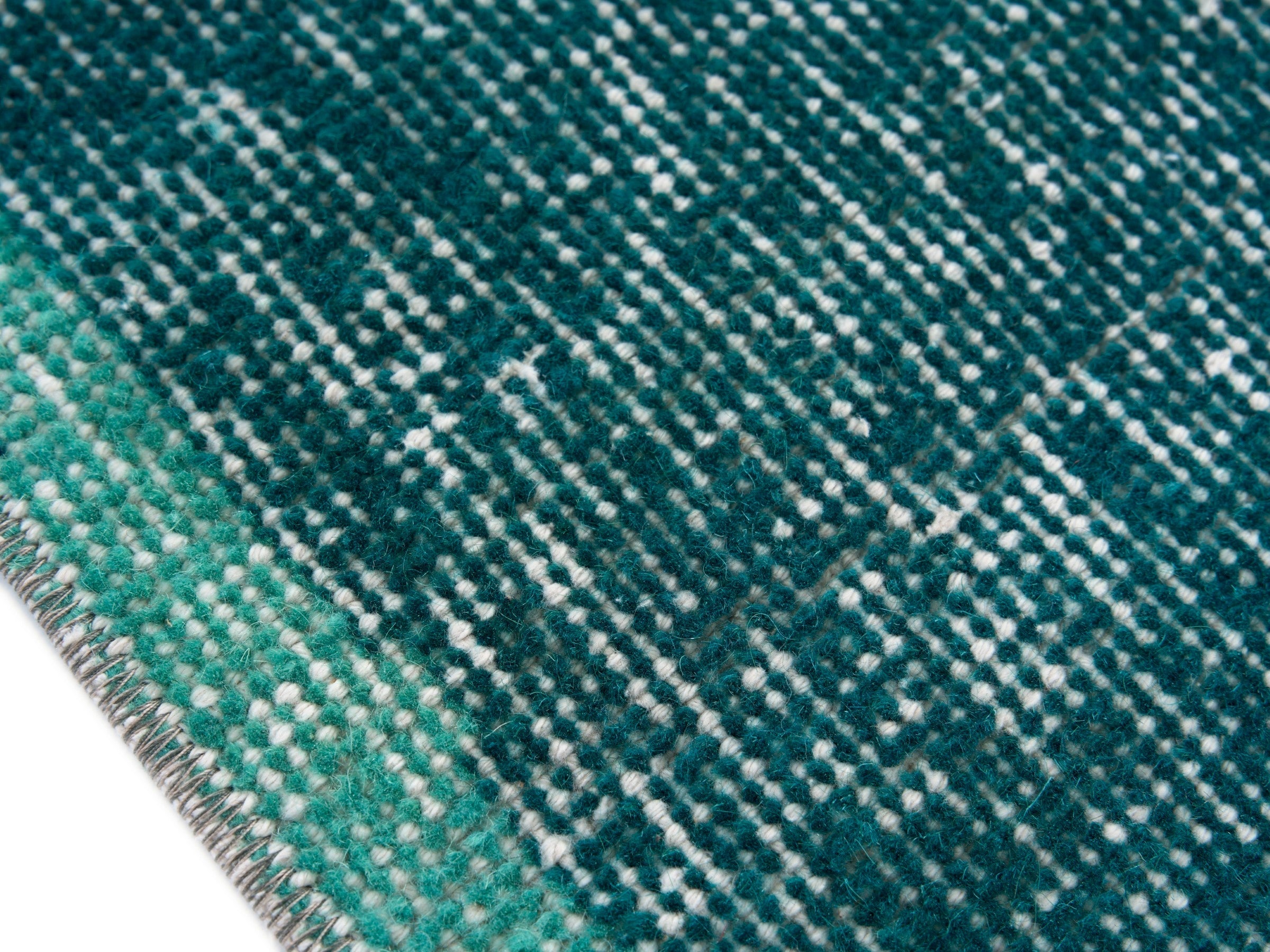 Turkish Isparta accent rug in teal and turquoise, view 6 of 9